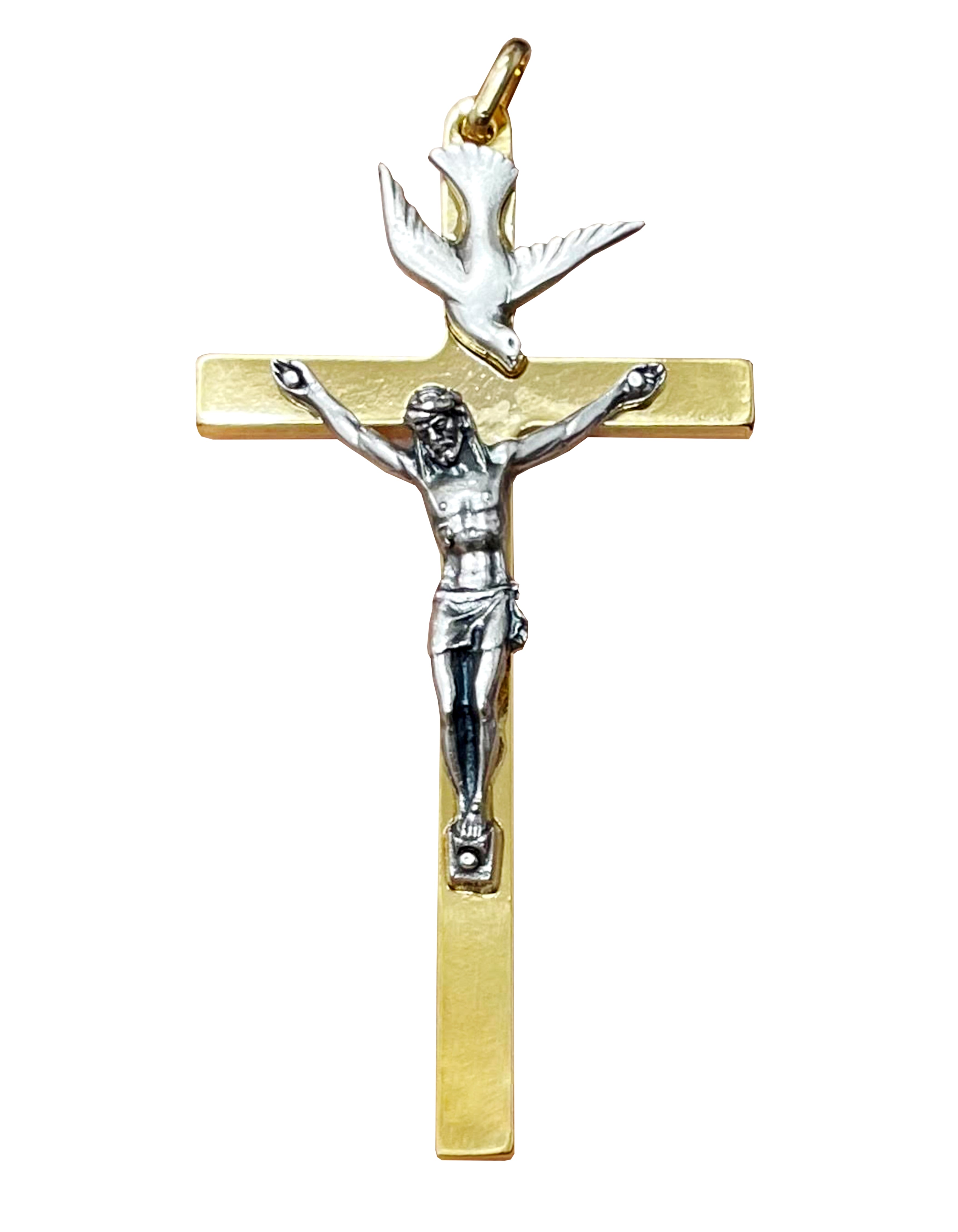 Gold and Silver Holy Spirit Crucifix 3.5"