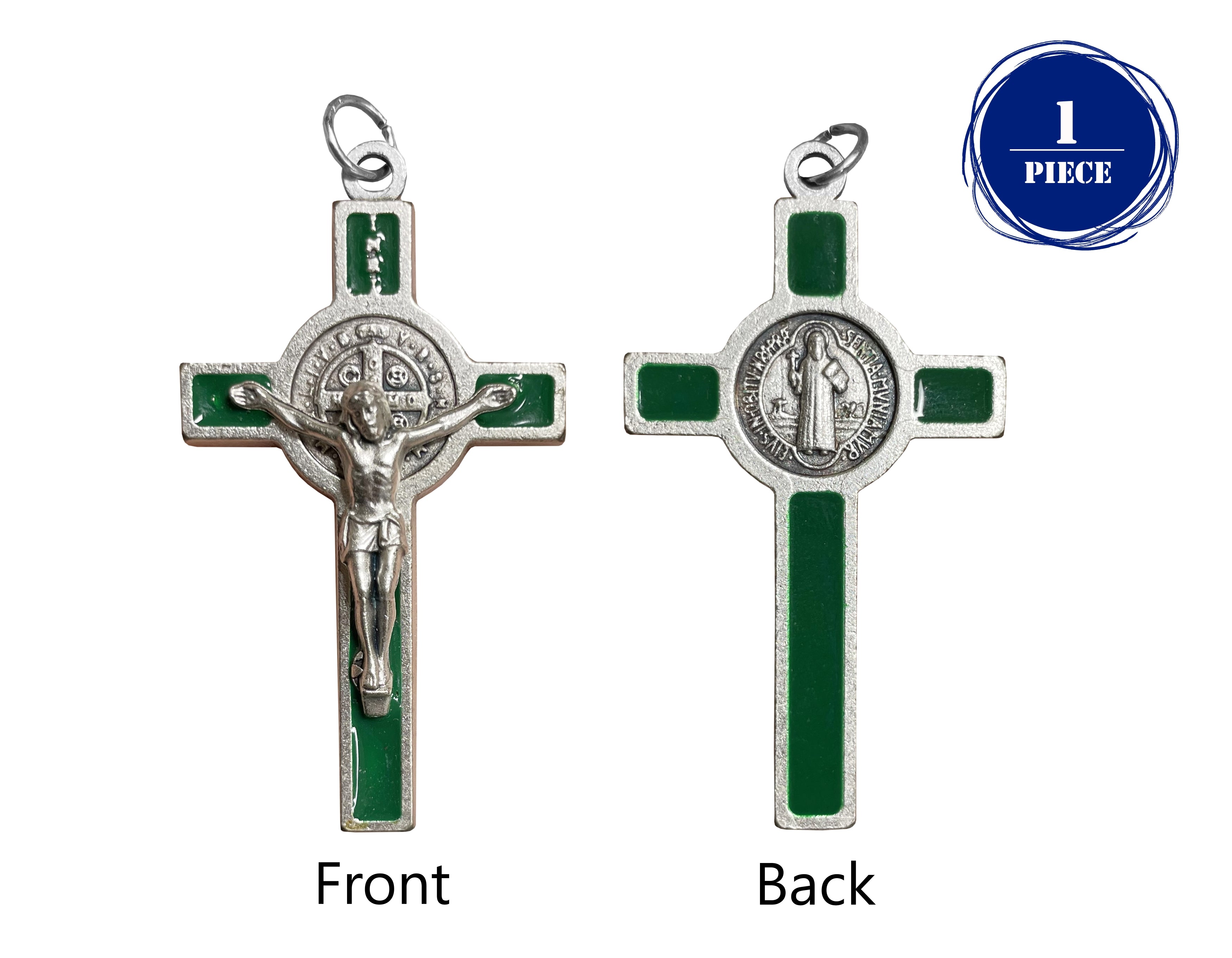 Saint Benedict Crucifix with colors enamel accented 2.0"