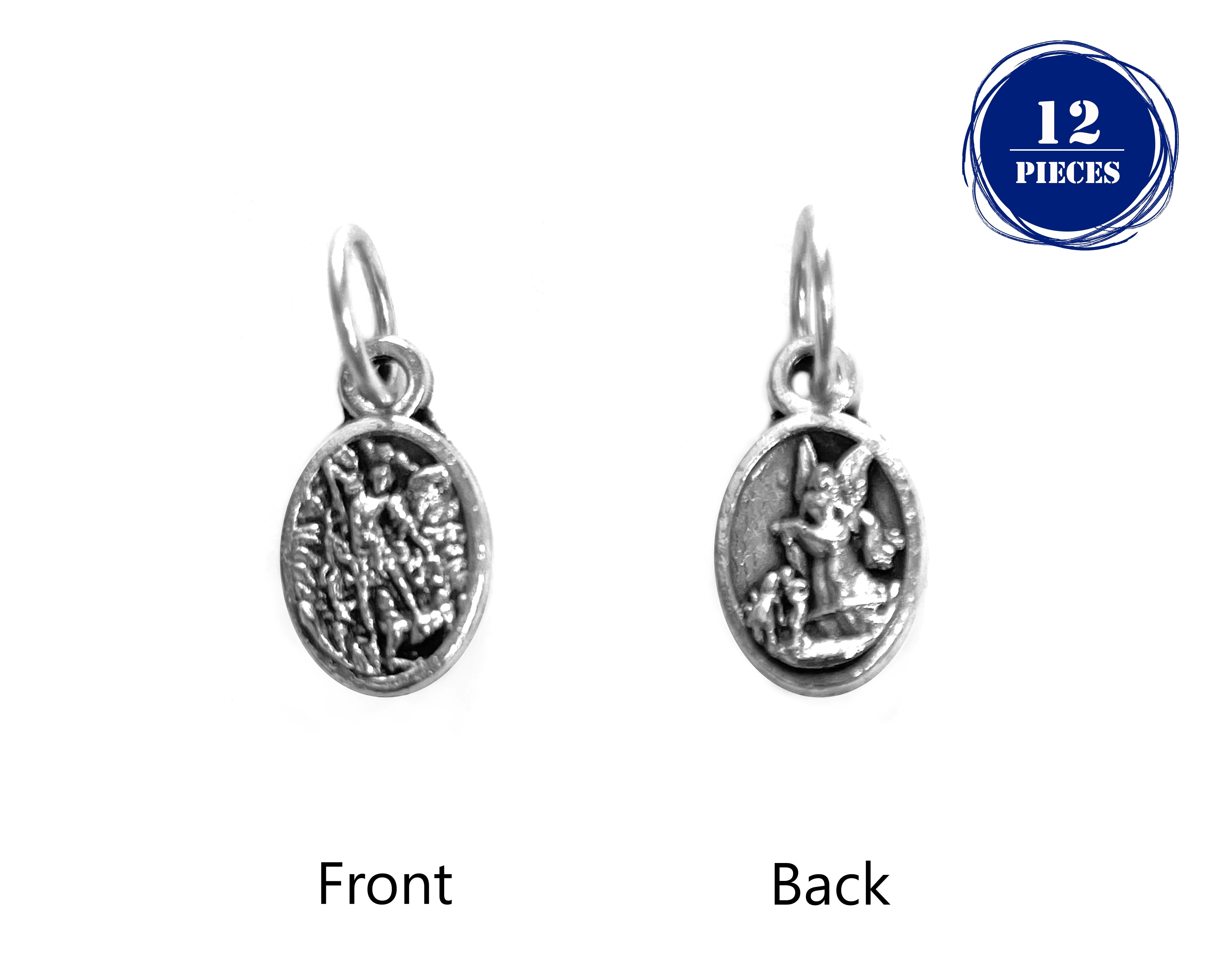 Saints tiny medals in oxidized silver made in Italy 0.5" x 0.3"