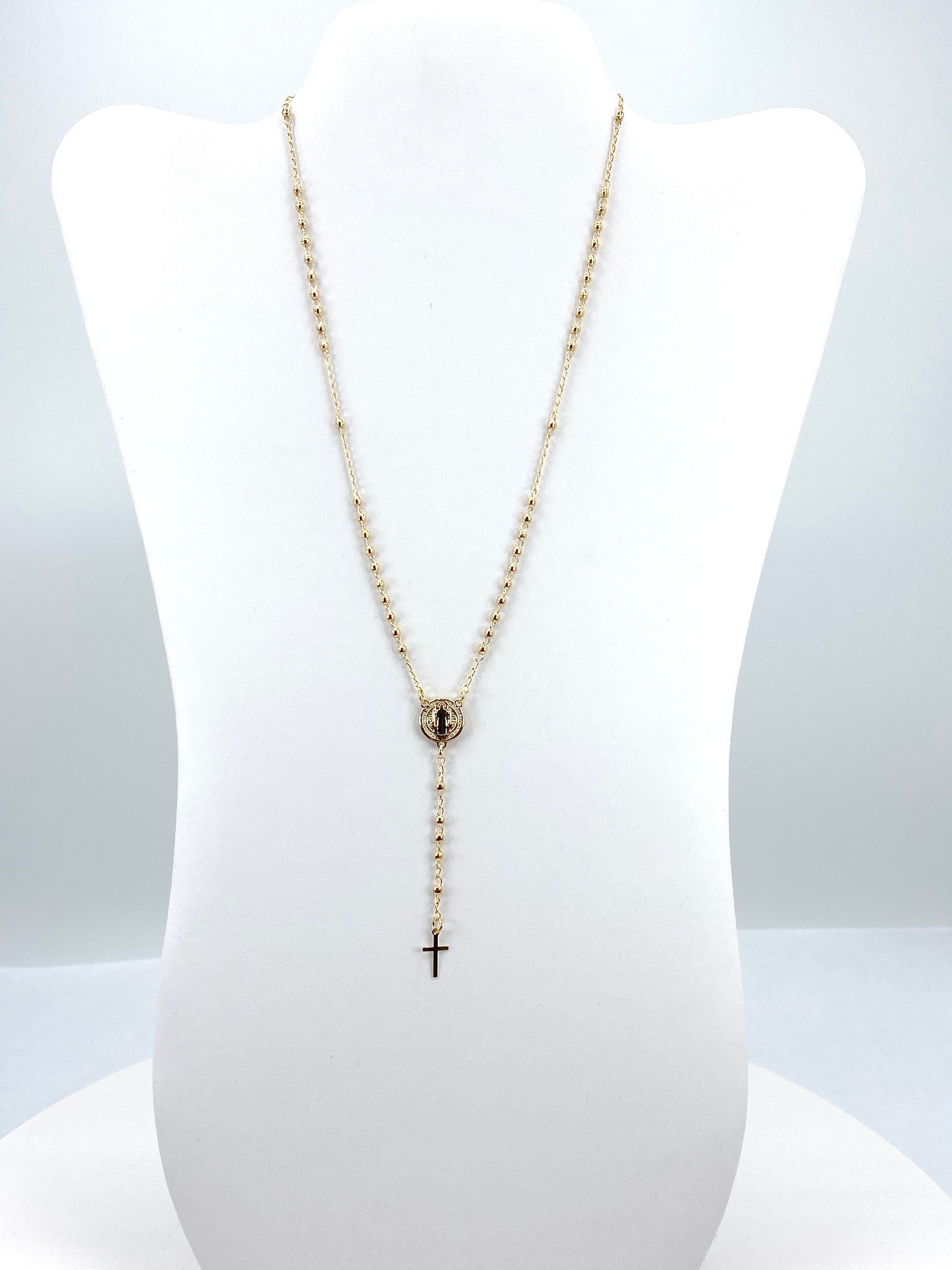 Rosary necklace  with Saint Benedict Medal