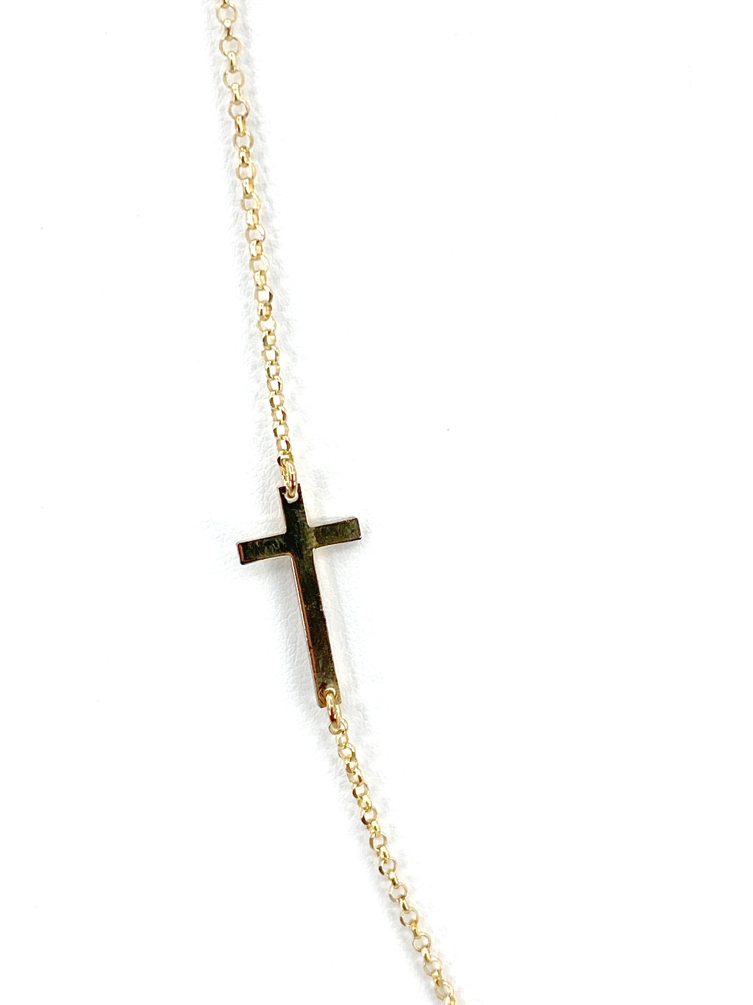 Modern Sterling Silver Side Cross  Necklace