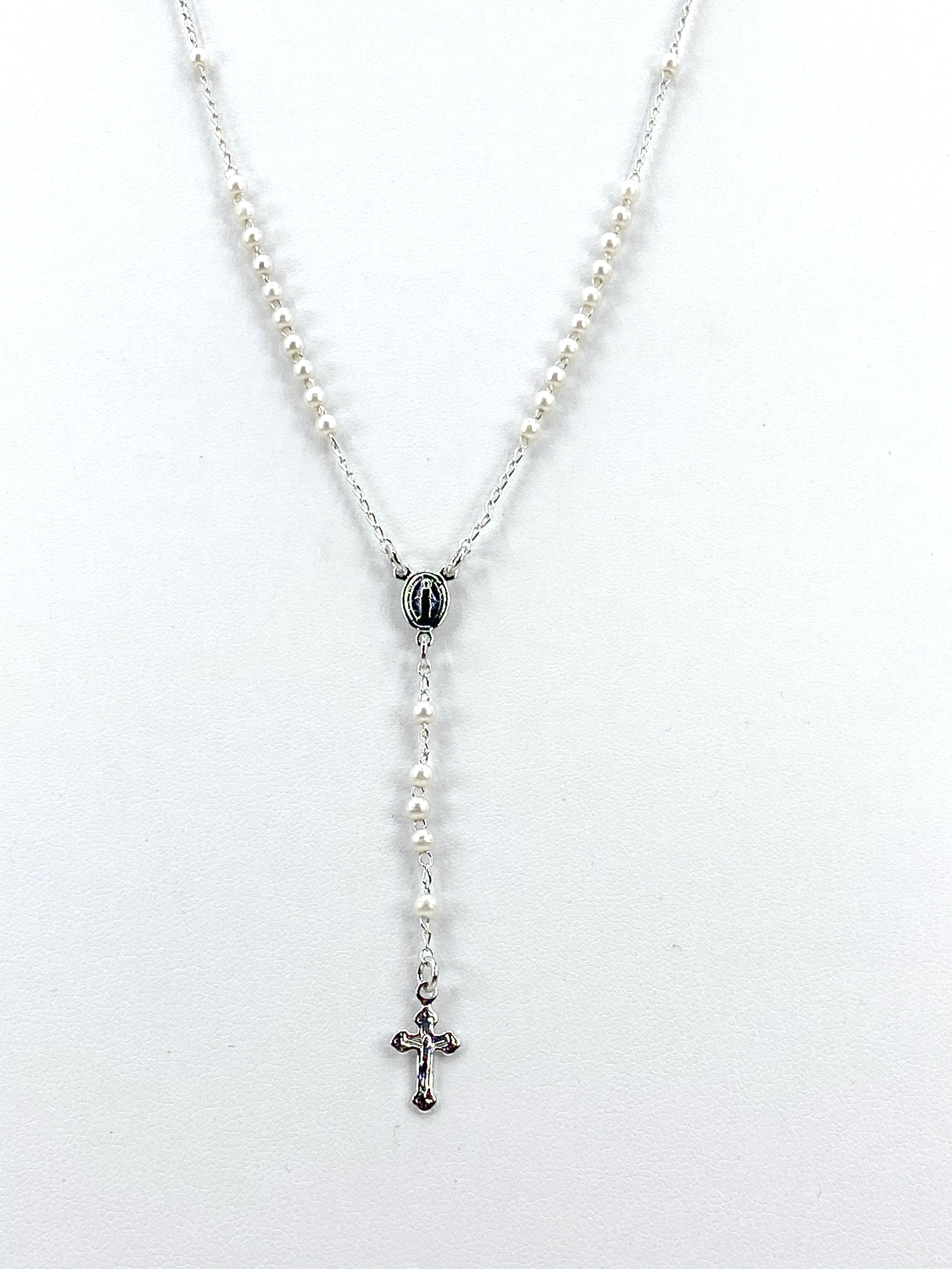 Rosary Necklace with Pearls- Our Lady of Grace