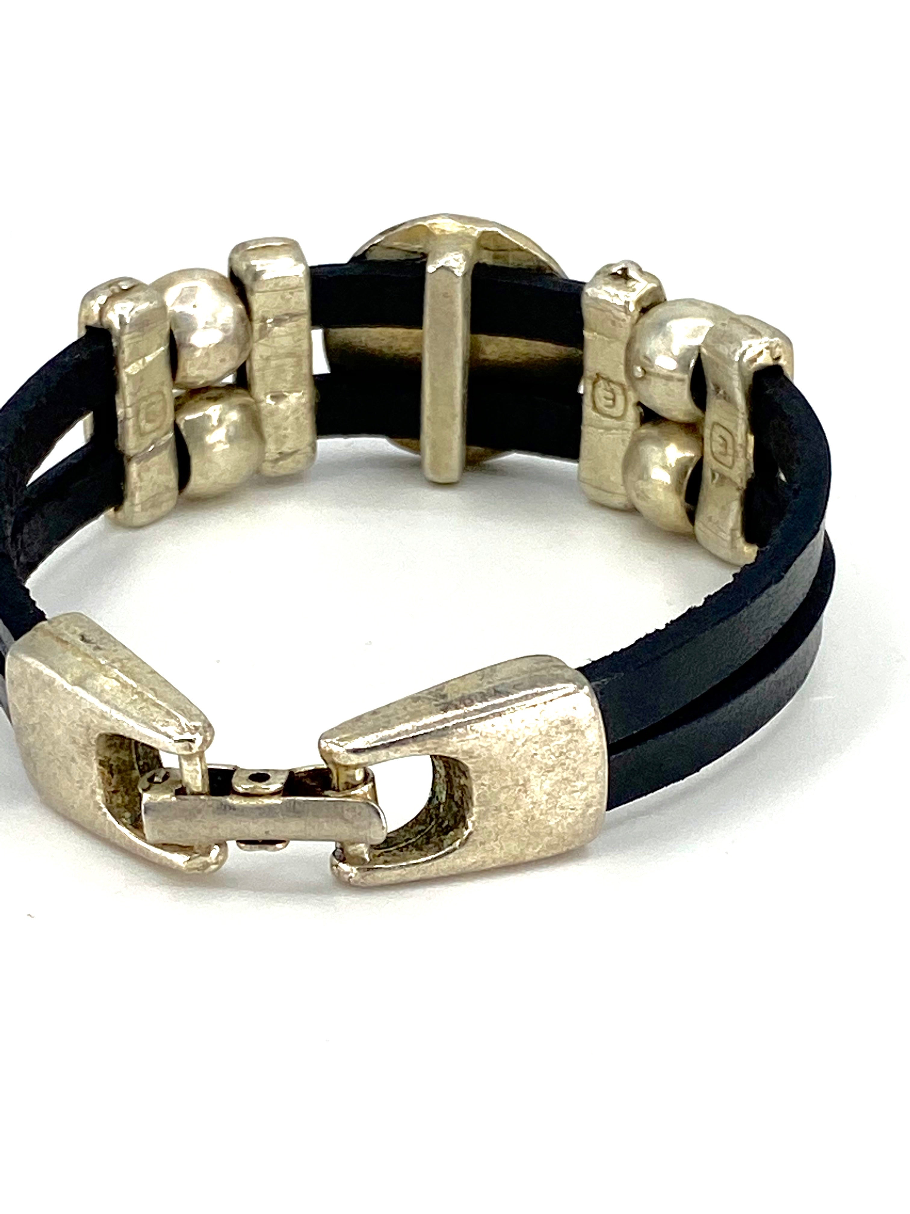 Vintage Virgen Mary bracelet handmade jewelry with Double Leather strap by Graciela's Collection