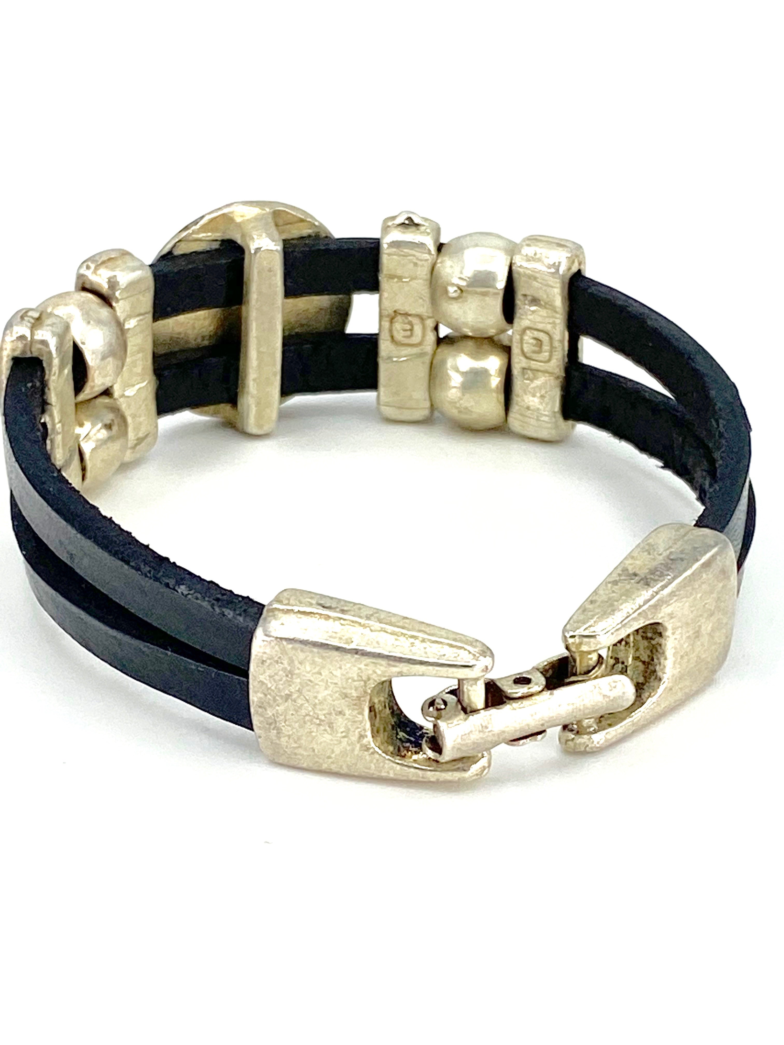 Vintage Virgen Mary bracelet handmade jewelry with Double Leather strap by Graciela's Collection