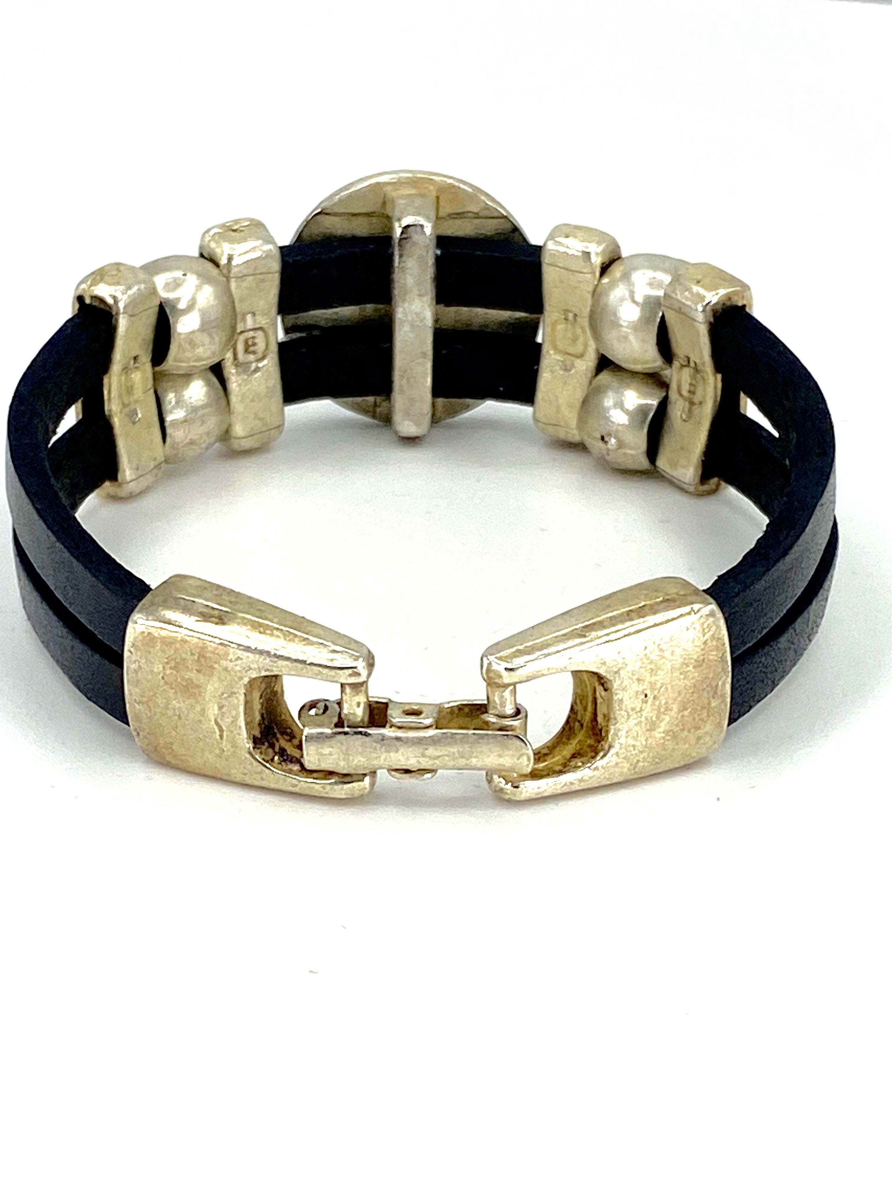 Bracelet of  The Madonna and Child Jesus bracelet handmade jewelry with Double Leather Straps by Graciela's Collection