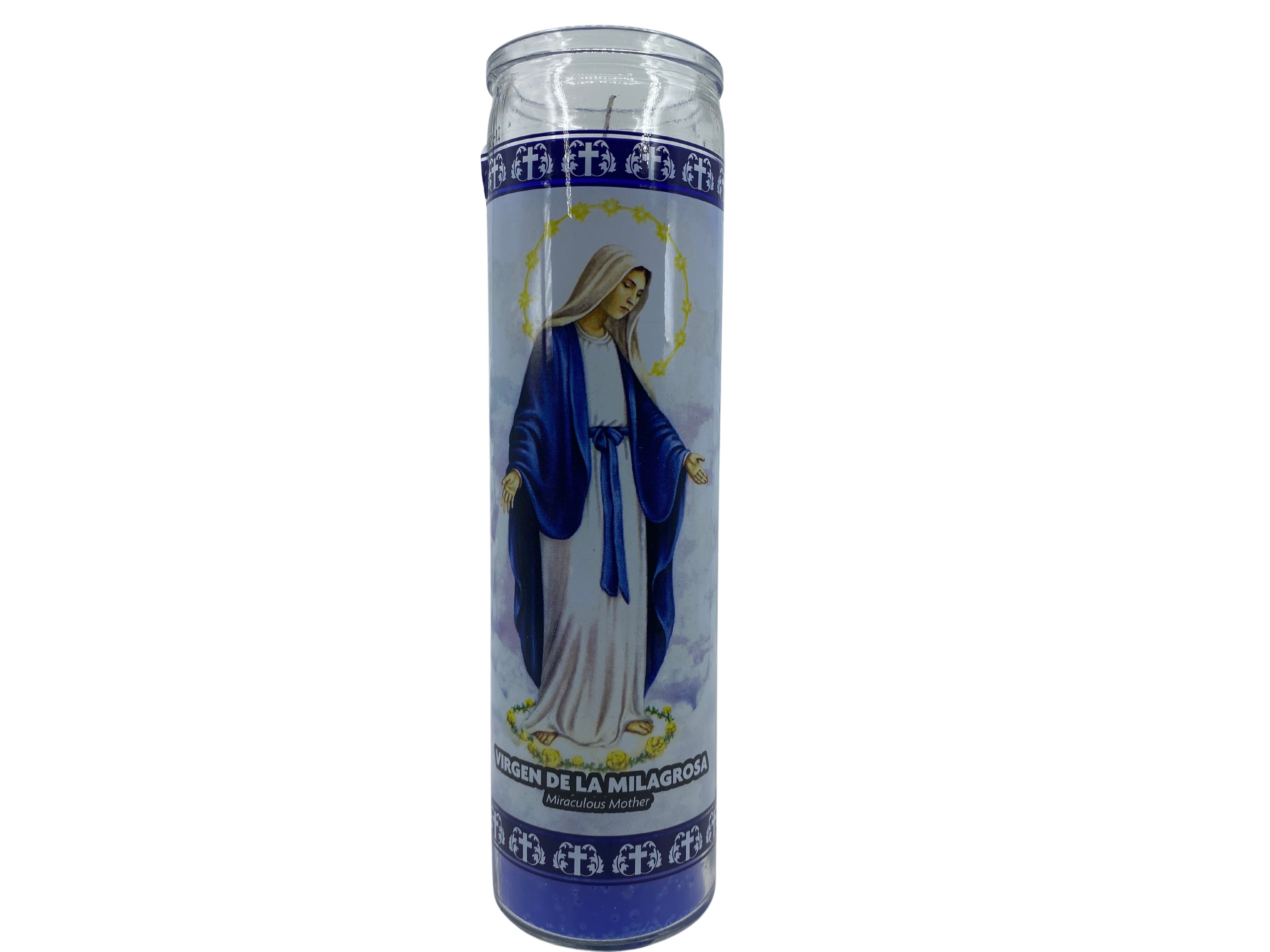 Set of 3 Candles of Miraculous Virgen Mary /  set de 3 Velas de Virgen De La Milagrosa
