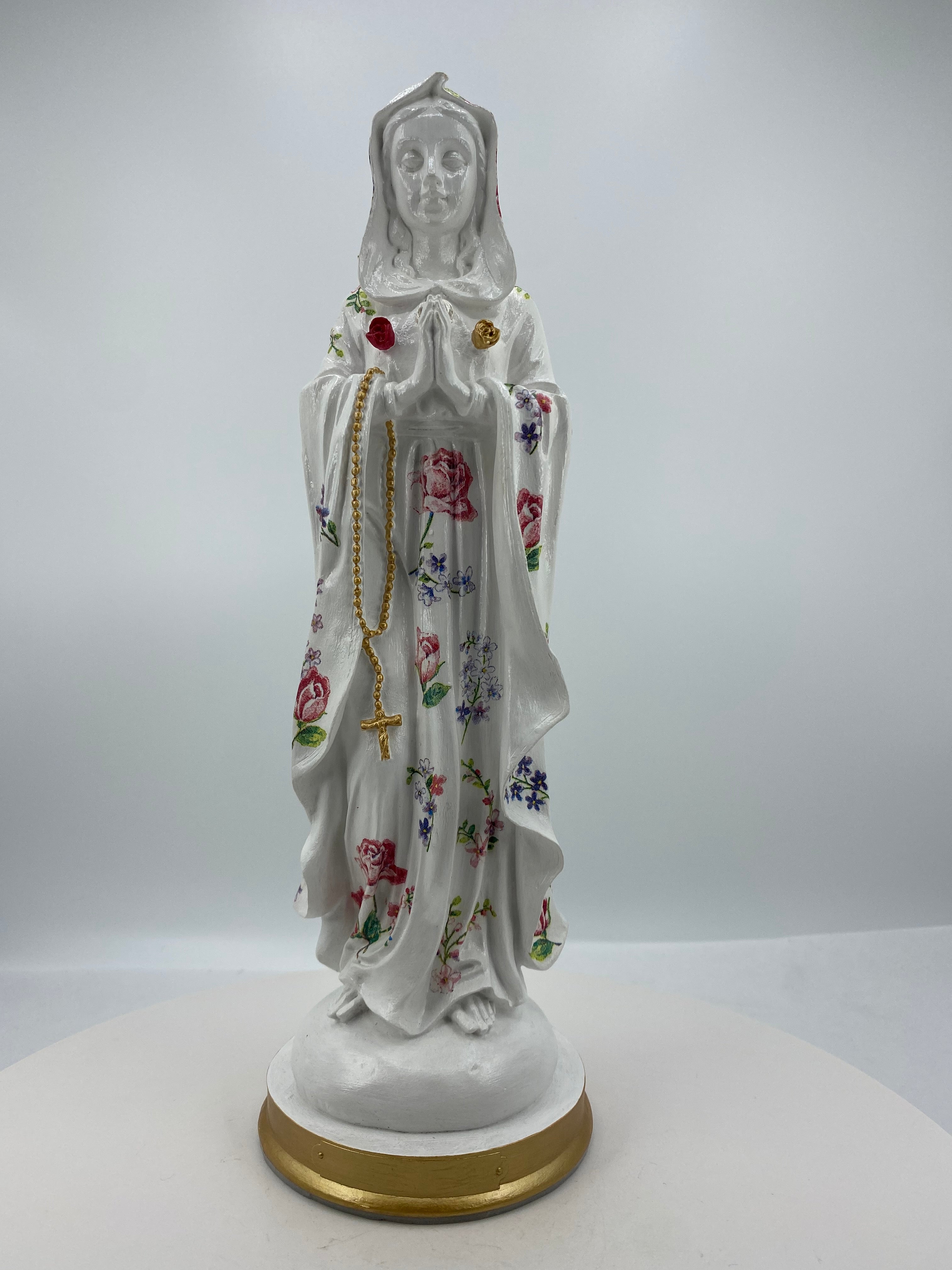 11.8" H Flower Virgen Rosa Mistica - Mystic Rose Virgen Mary