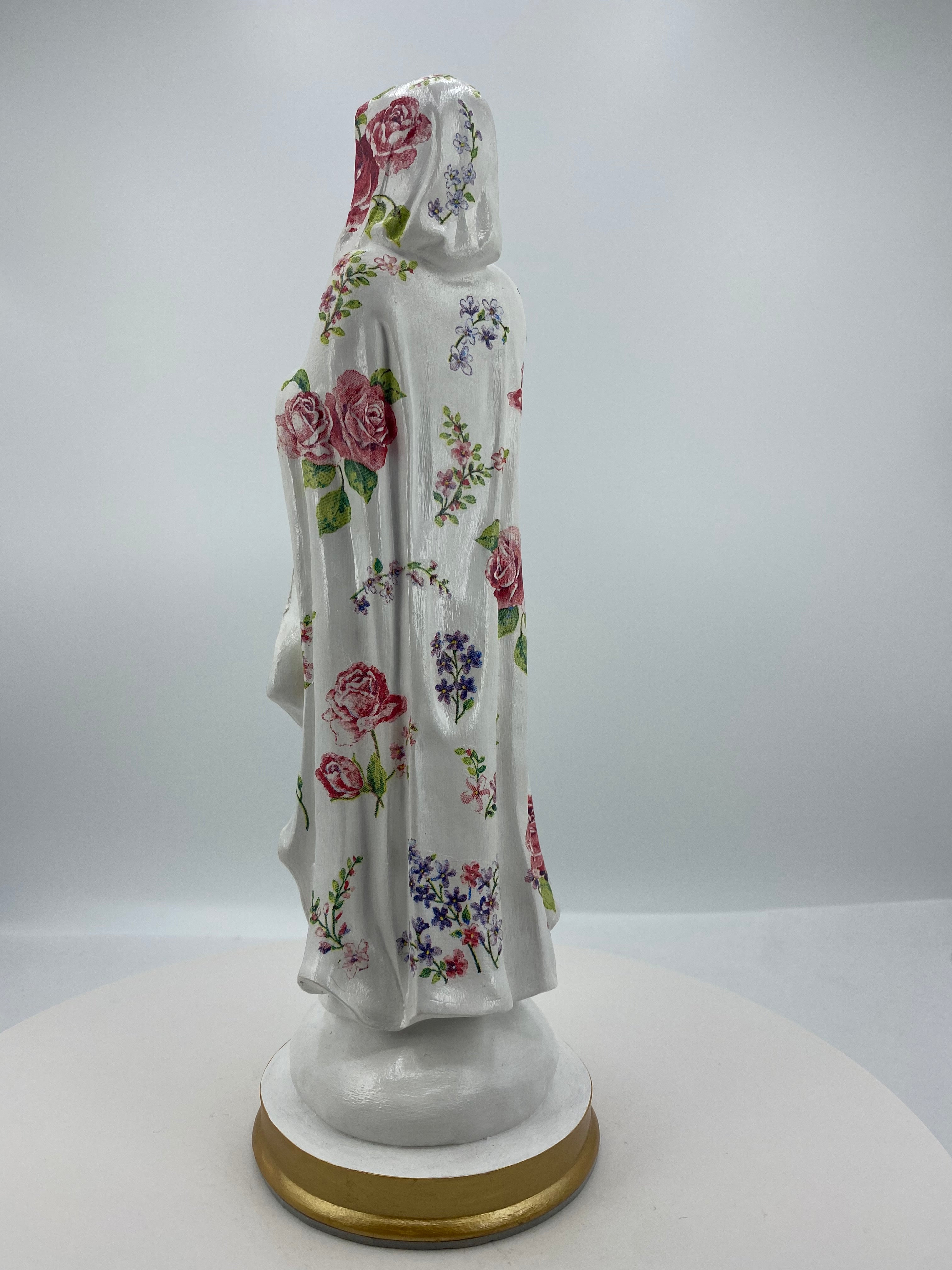 11.8" H Flower Virgen Rosa Mistica - Mystic Rose Virgen Mary