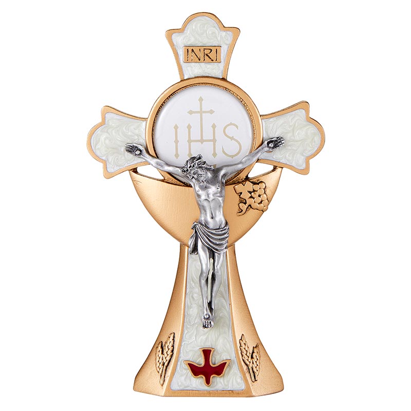 Confirmation Holy Mass Standing Crucifix - White/Red