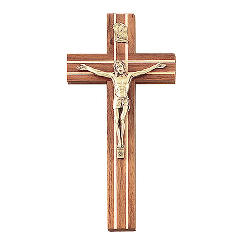JC-5112-L Walnut Crucifix with Inlay