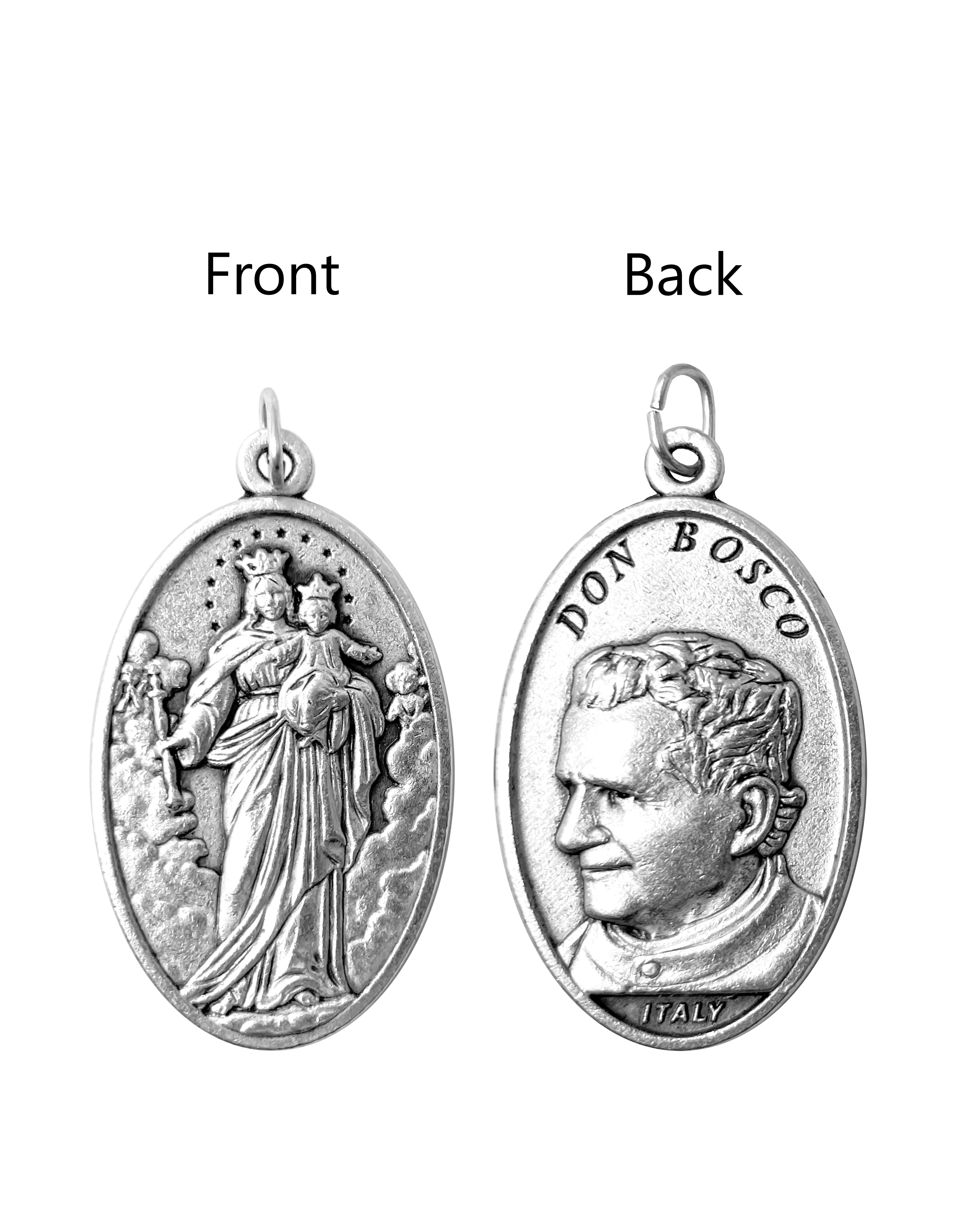 Saints Medals in oxidized silver made in Italy 1.5" x 1.0"