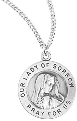 Our Lady of Sorrow Round Sterling Silver Medal