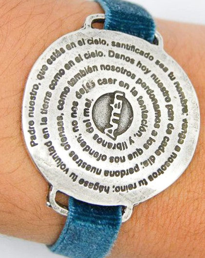 Silver Plated Our Father Prayer Adjustable Bracelet