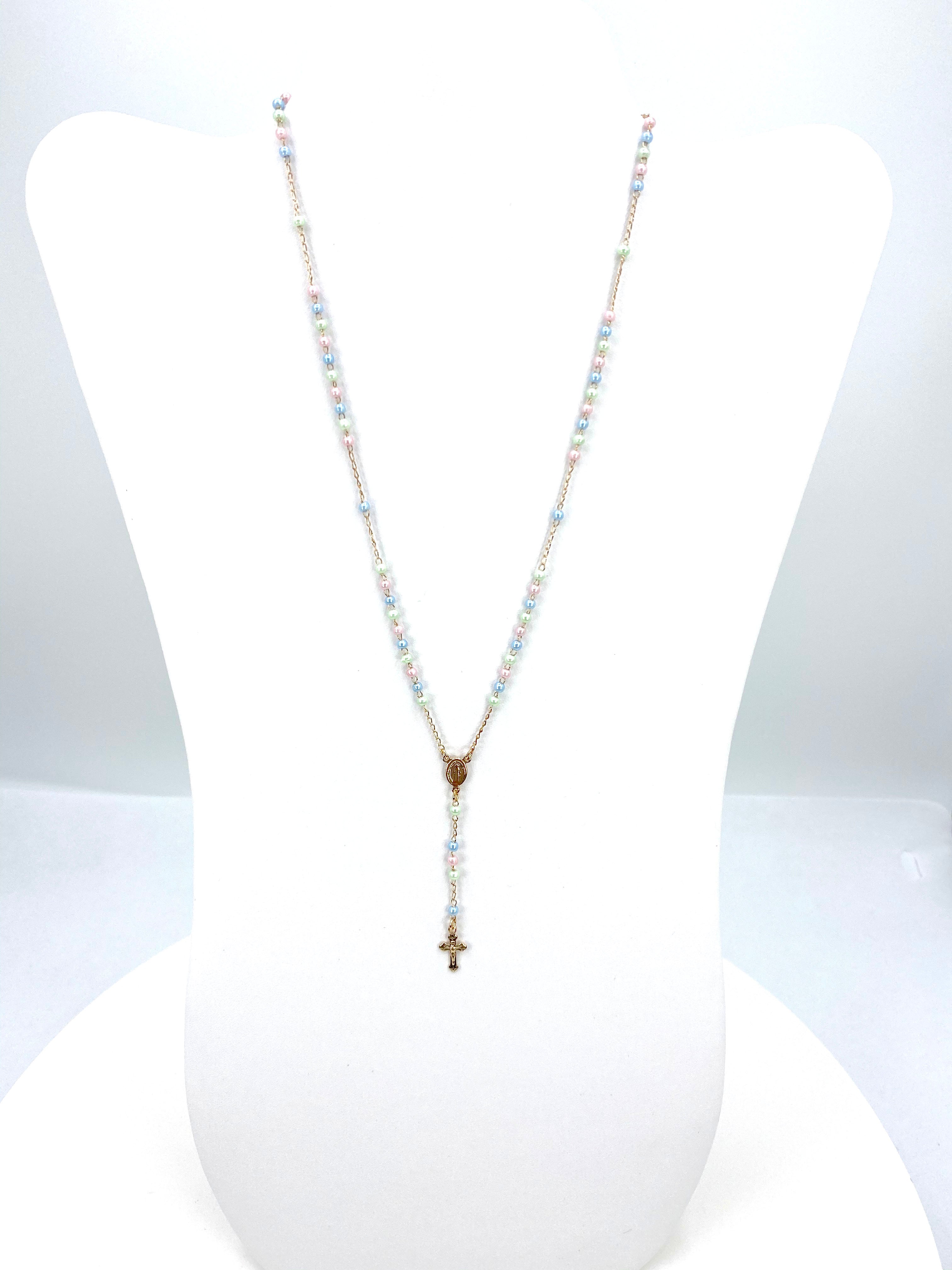 Pastel colored Rosary Necklace