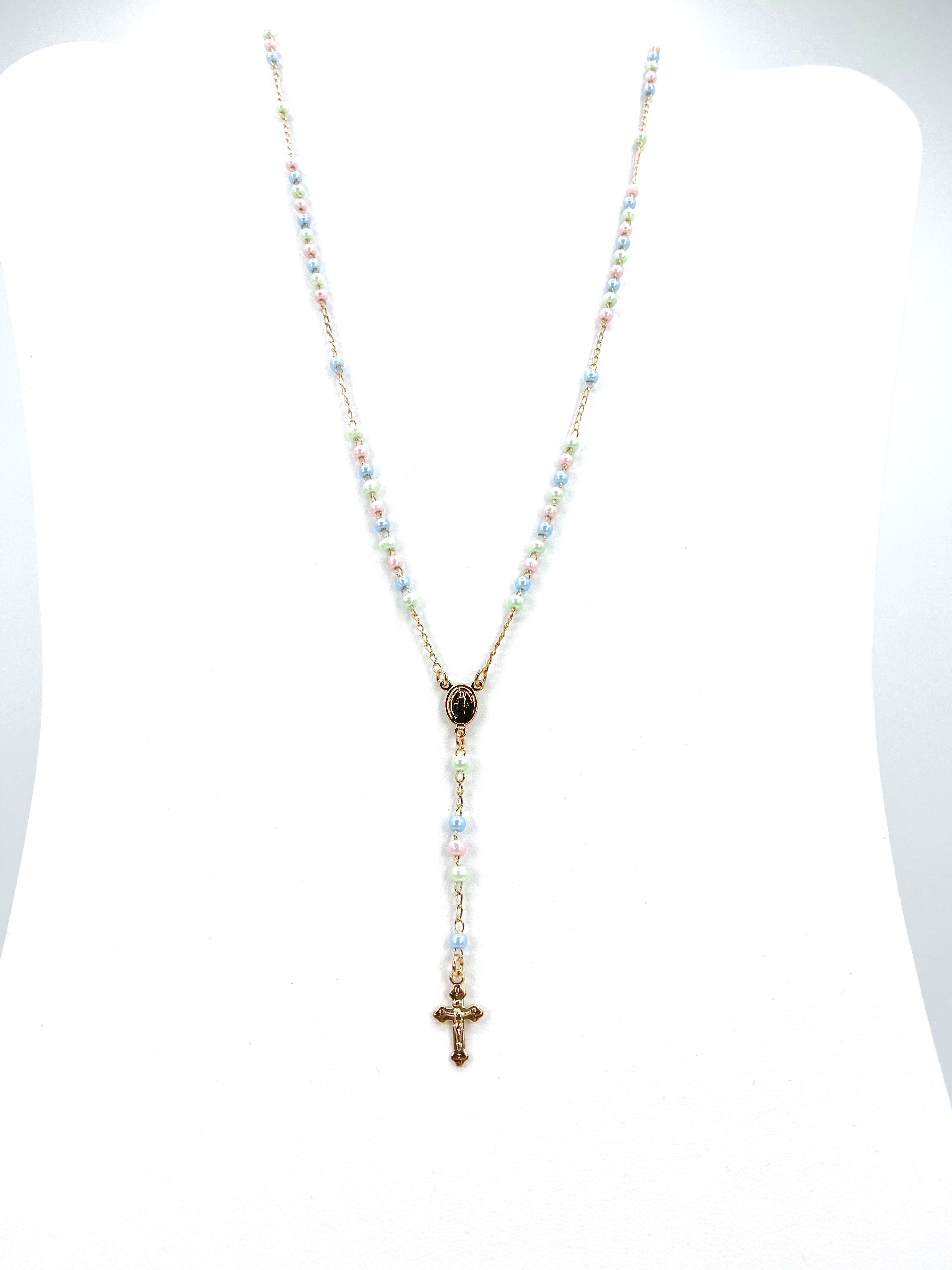 Pastel colored Rosary Necklace