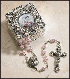 Girl's Pink Baptism Rosary