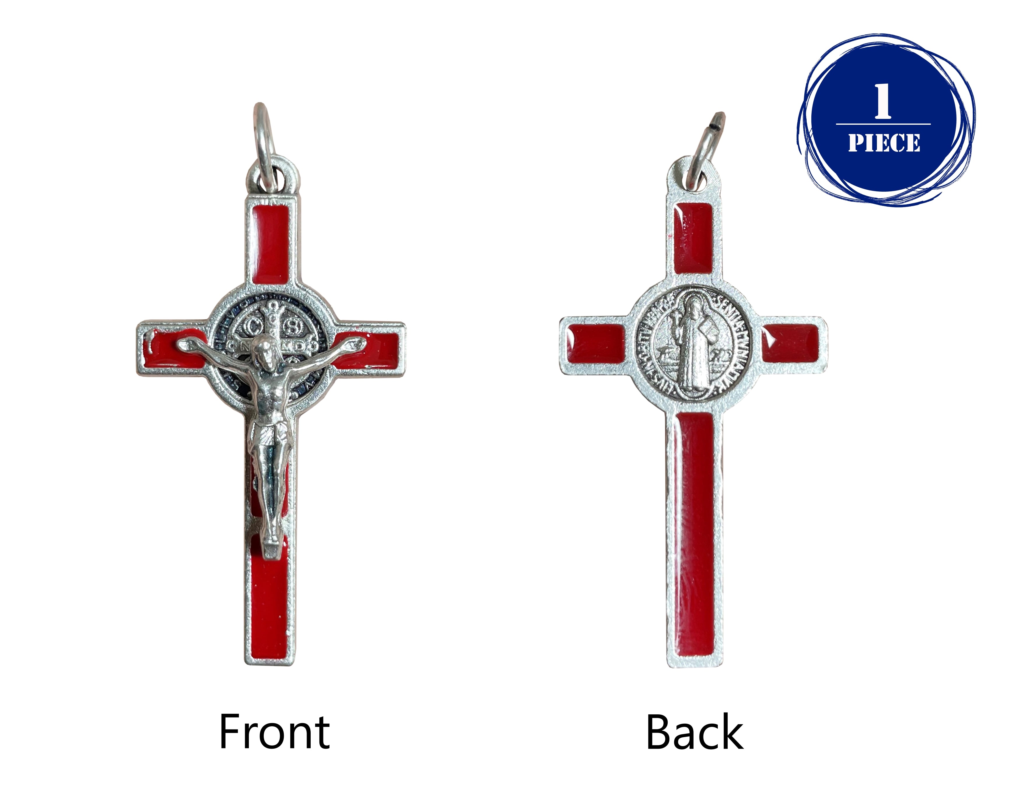Saint Benedict Crucifix with colors enamel accented 1.5"