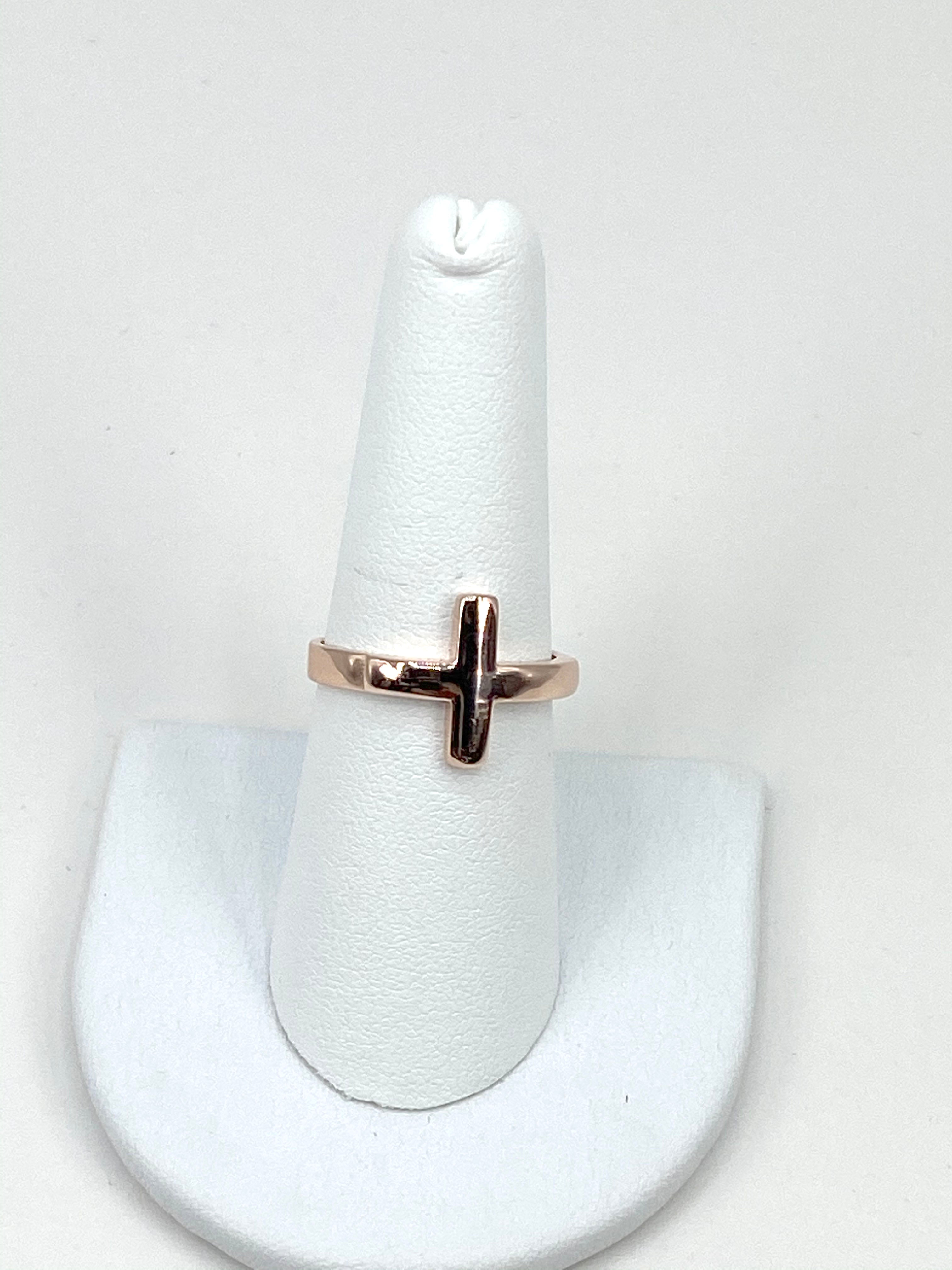 Ring with a Cross in Sterling Silver three colors Rose Gold, Gold, Silver