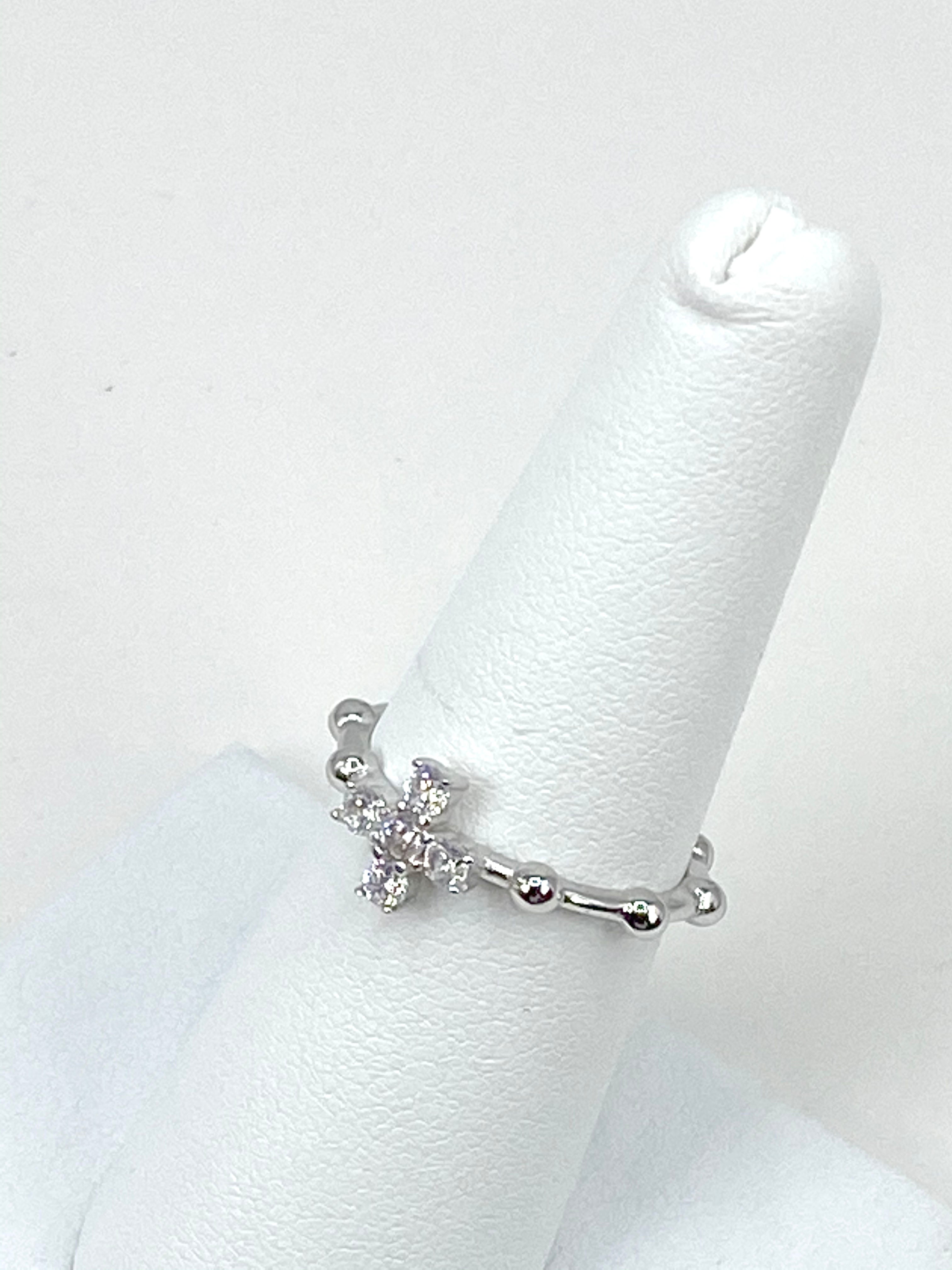 Rosary & Cross Ring -   Sterling Silver plated