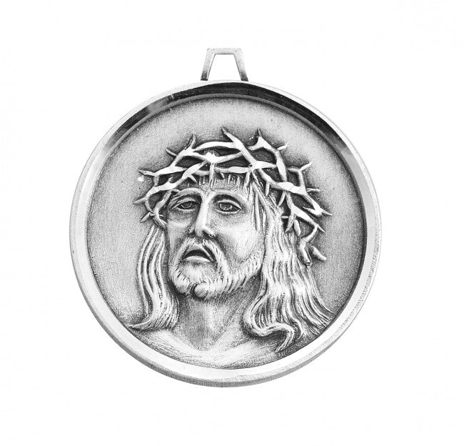 Sterling Silver Christ in Agony Round Medal