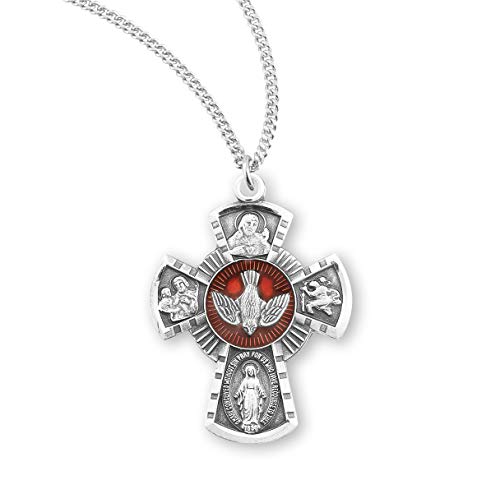 Sterling Silver 4-Way Medal/ Holy Spirit in the middle