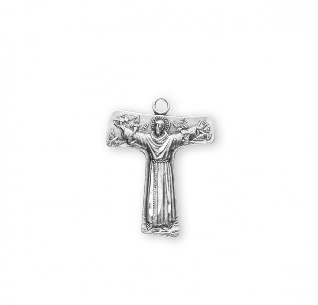Saint Francis of Assisi "Tau" Sterling Silver Cross Medal Dimensions: 1.0" x 0.8" (26mm x 21mm)
