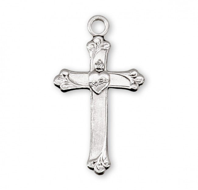 Sacred Heart Sterling Silver Cross