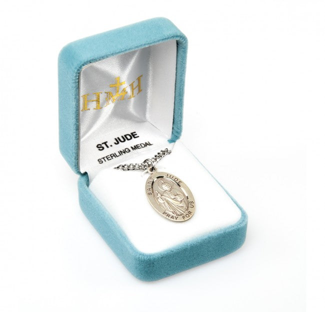Patron Saint Jude Oval Sterling Silver Medal