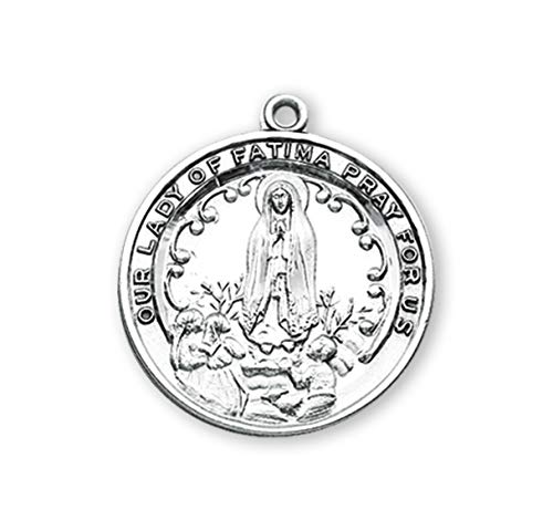HMH Religious Mfg Inc Sterling Silver Round Our Lady of Fatima with 24" Chain