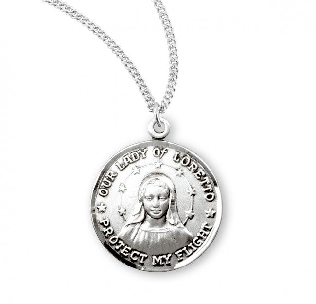Our Lady of Loretto Round Sterling Silver Medal