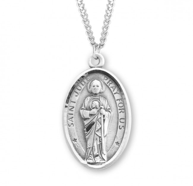 Saint Jude Oval Sterling Silver Medal