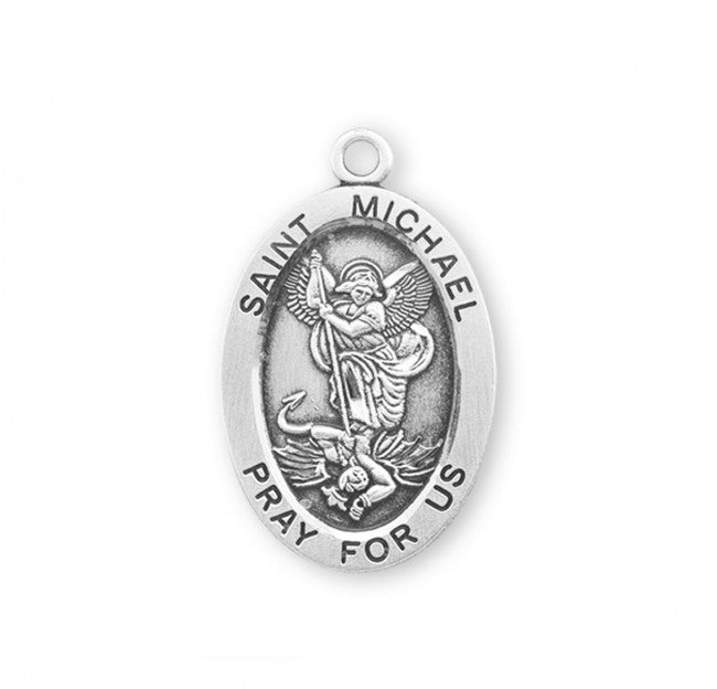 Patron Saint Michael Oval Sterling Silver Medal