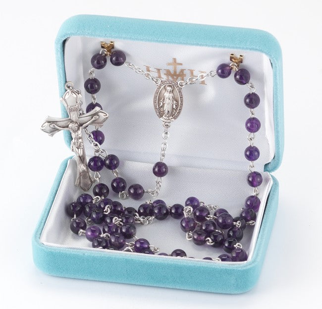 Violet Finest Austrian Crystal Sterling Silver Rosary