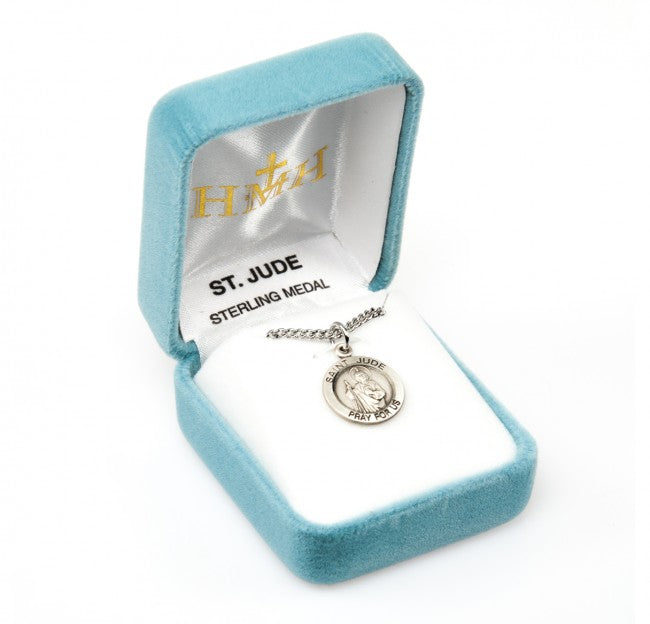Saint Jude Round Sterling Silver Medal