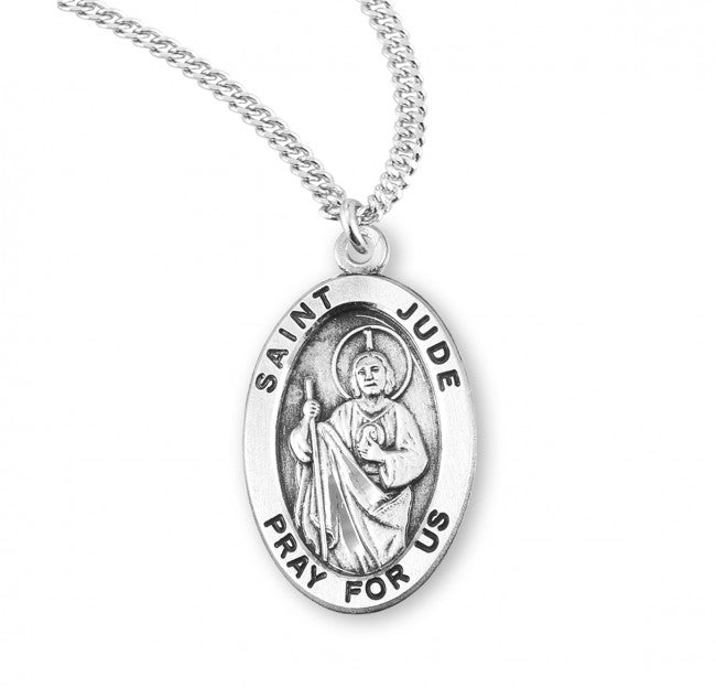 Patron Saint Jude Oval Sterling Silver Medal