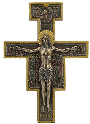 10 Inch Cold Cast Bronze Color The San Damiano Crucifix Wall Plaque