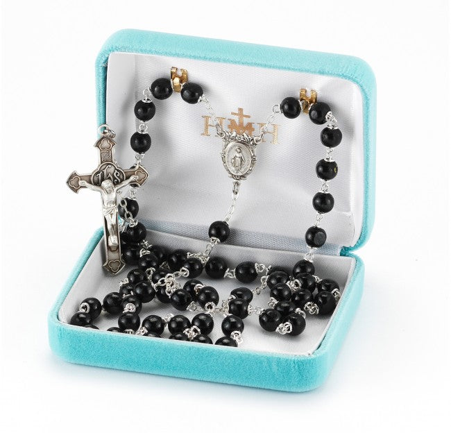 Black Round Boxwood Rosary