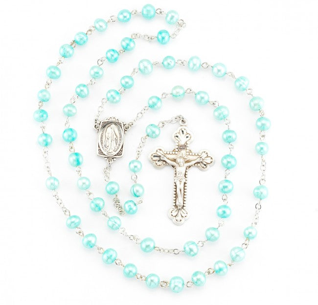 Blue Freshwater Pearl Rosary
