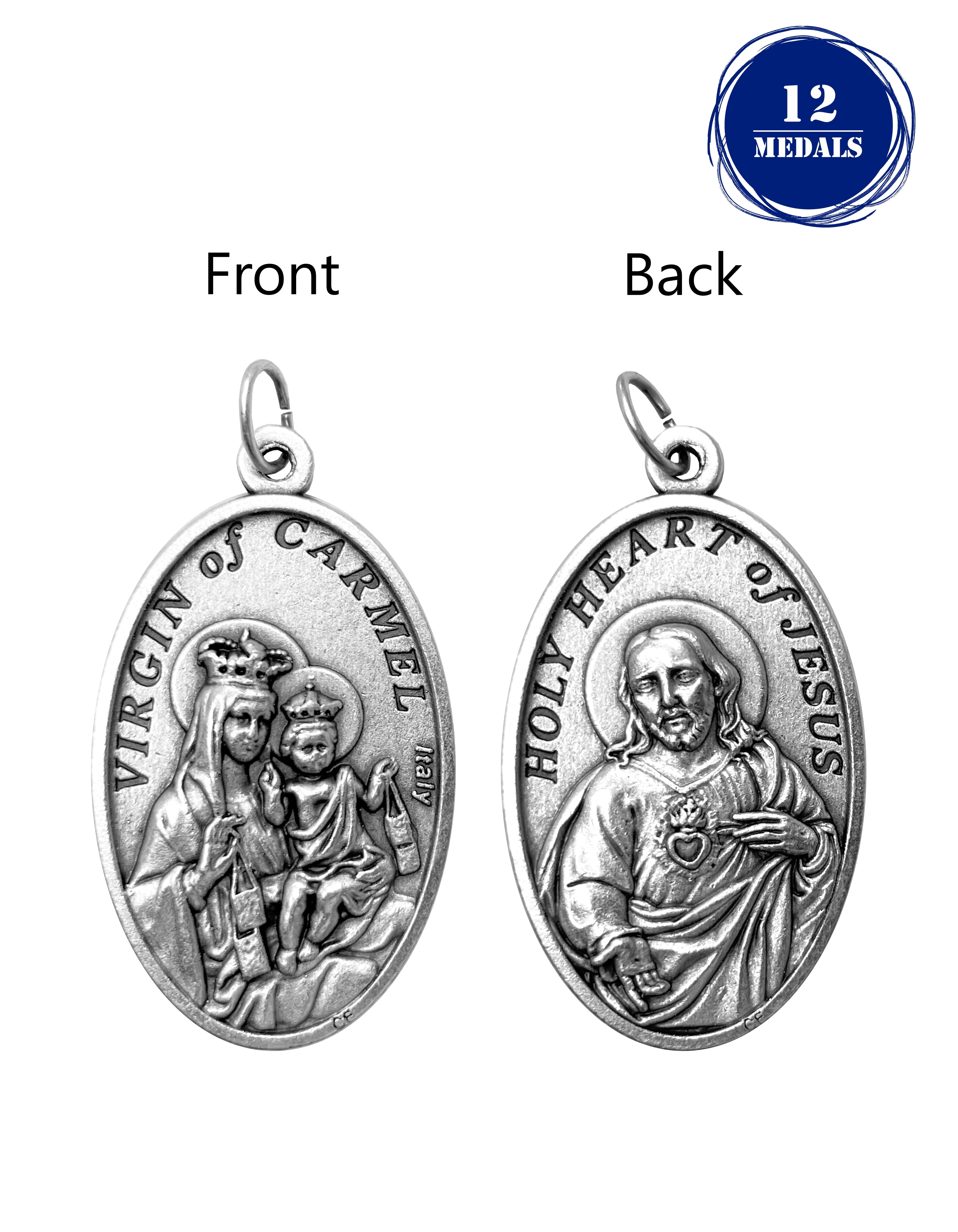 Pack of 12 Saints Medals in oxidized silver made in Italy 1.5" x 1.0"