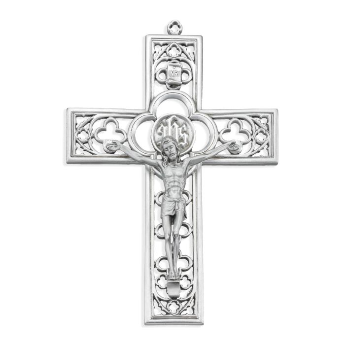 6" x 4 1/4" Cathedral Touch Crucifix Cross in Genuine Lead Free Pewter