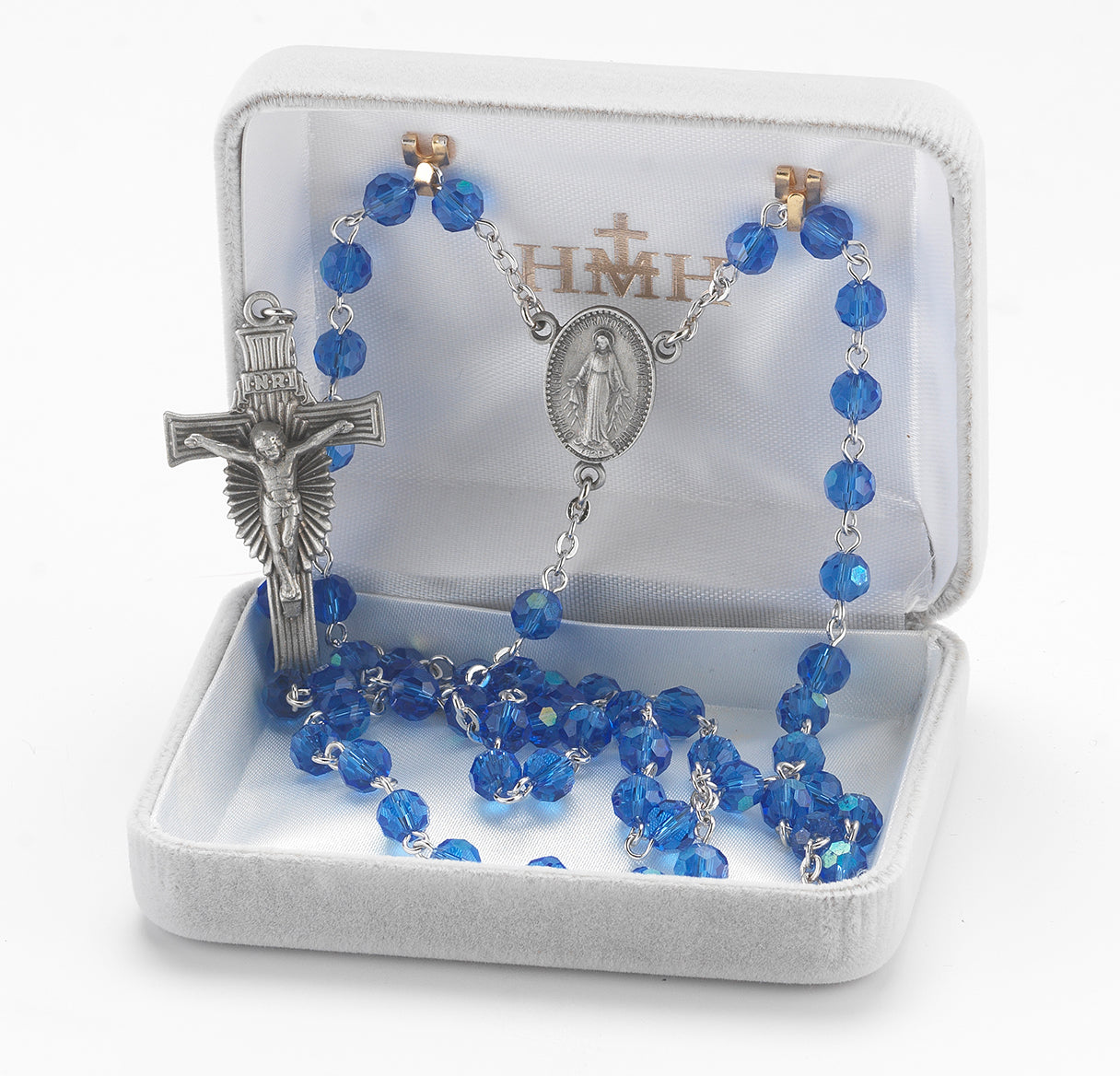 Tin Cut Sapphire Aurora New England Pewter Rosary