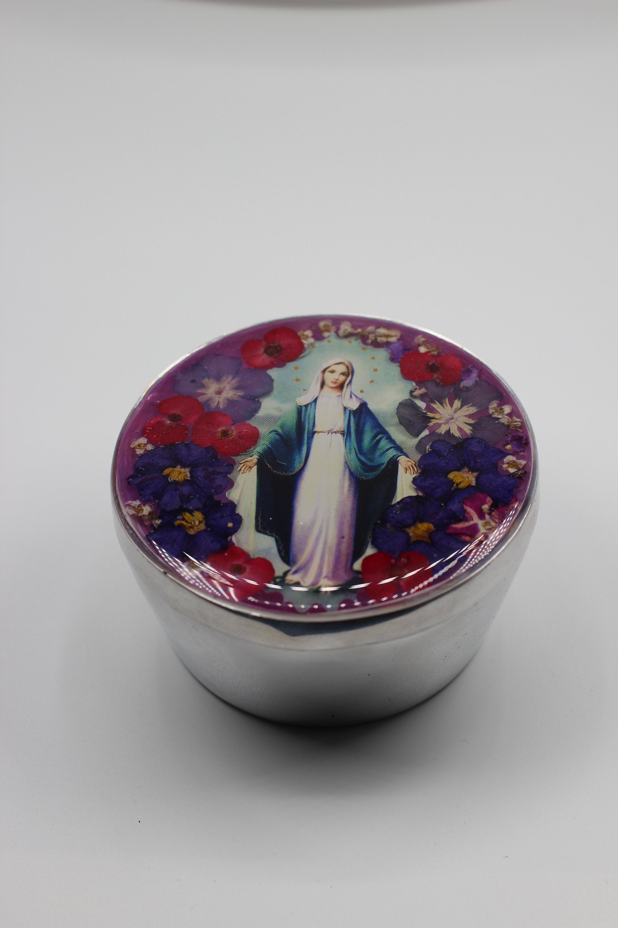 Our Lady of Grace Box - Purple and white Flowers - Guadalupe Collection