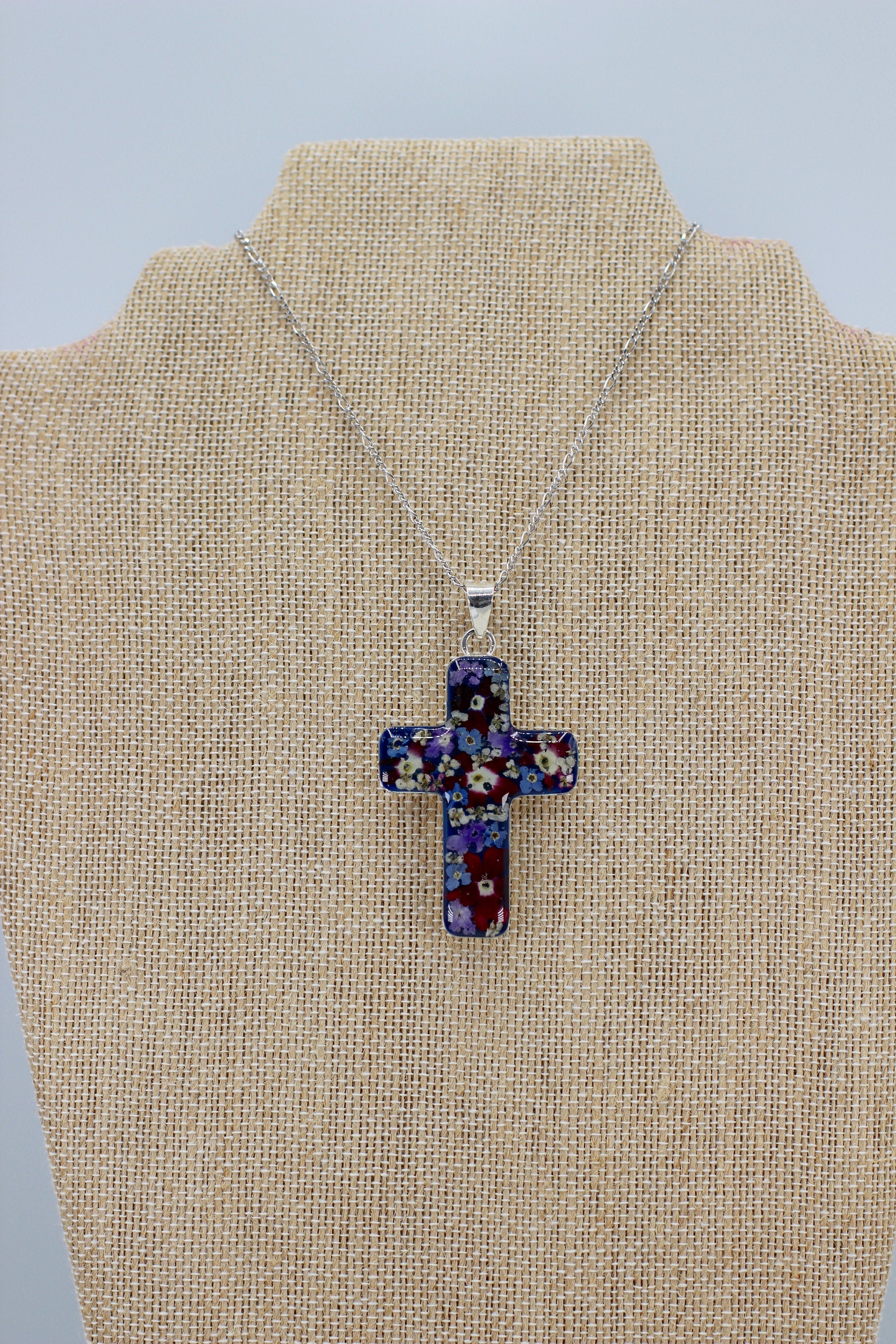 Cross with Purple Flowers - Guadalupe Collection