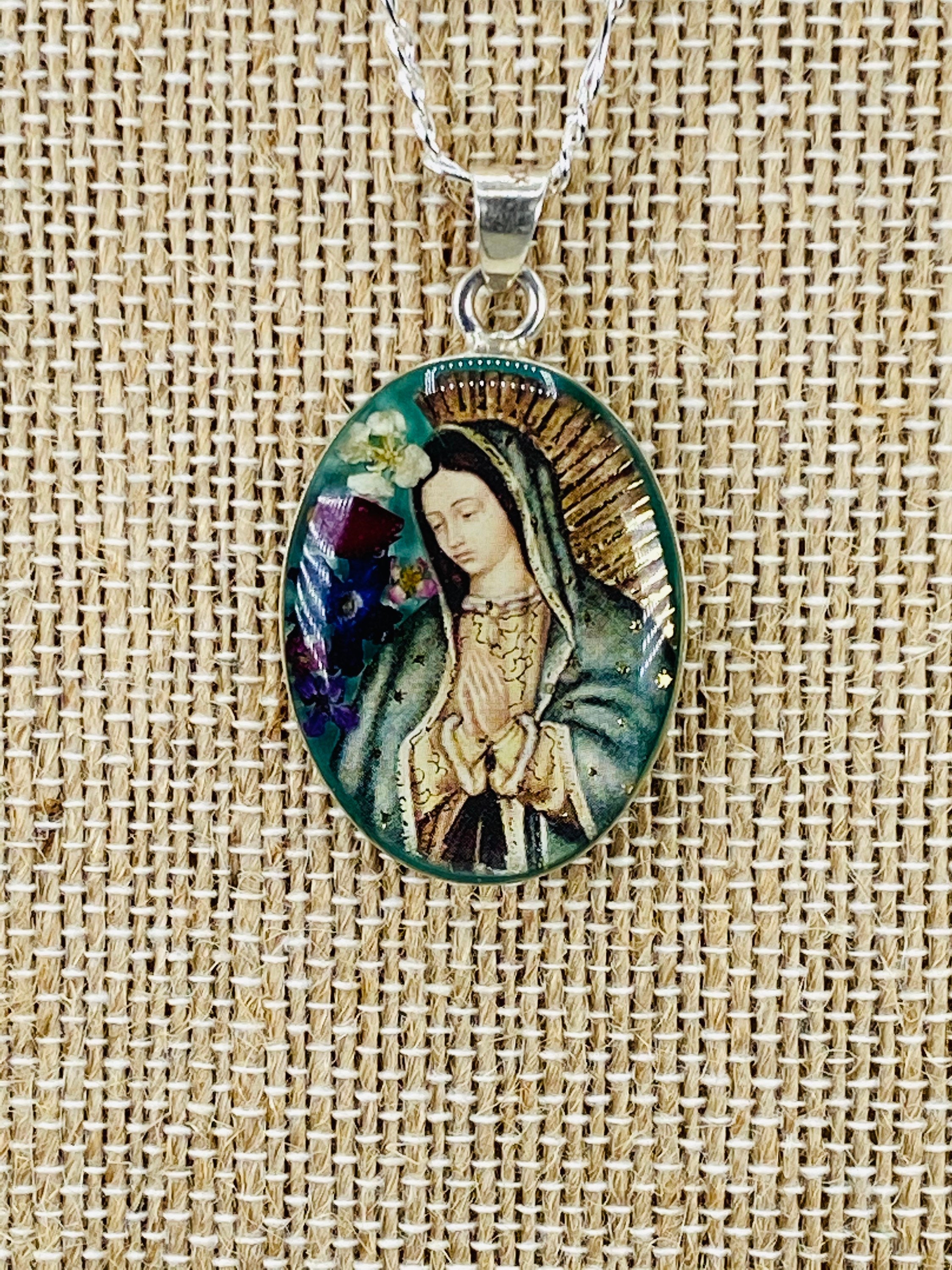 Oval of Our Lady of Guadalupe with Flowers - Guadalupe Collection