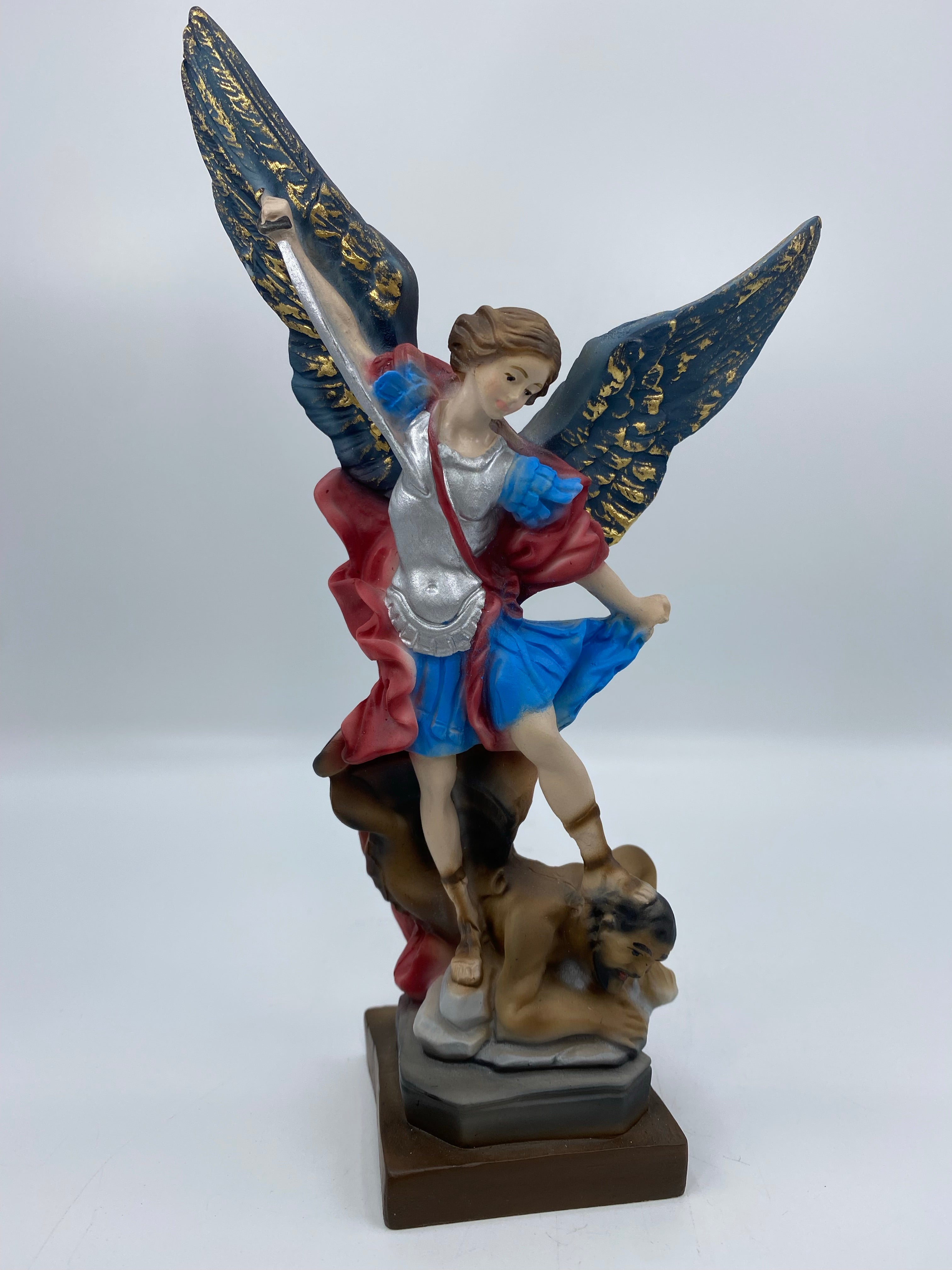 The Faith Gift Shop Saint Michael The Archangel Navy Blue & Gold Wings statue - Hand Painted in Italy - Our Tuscany Collection - Estatua de San Miguel Archangel
