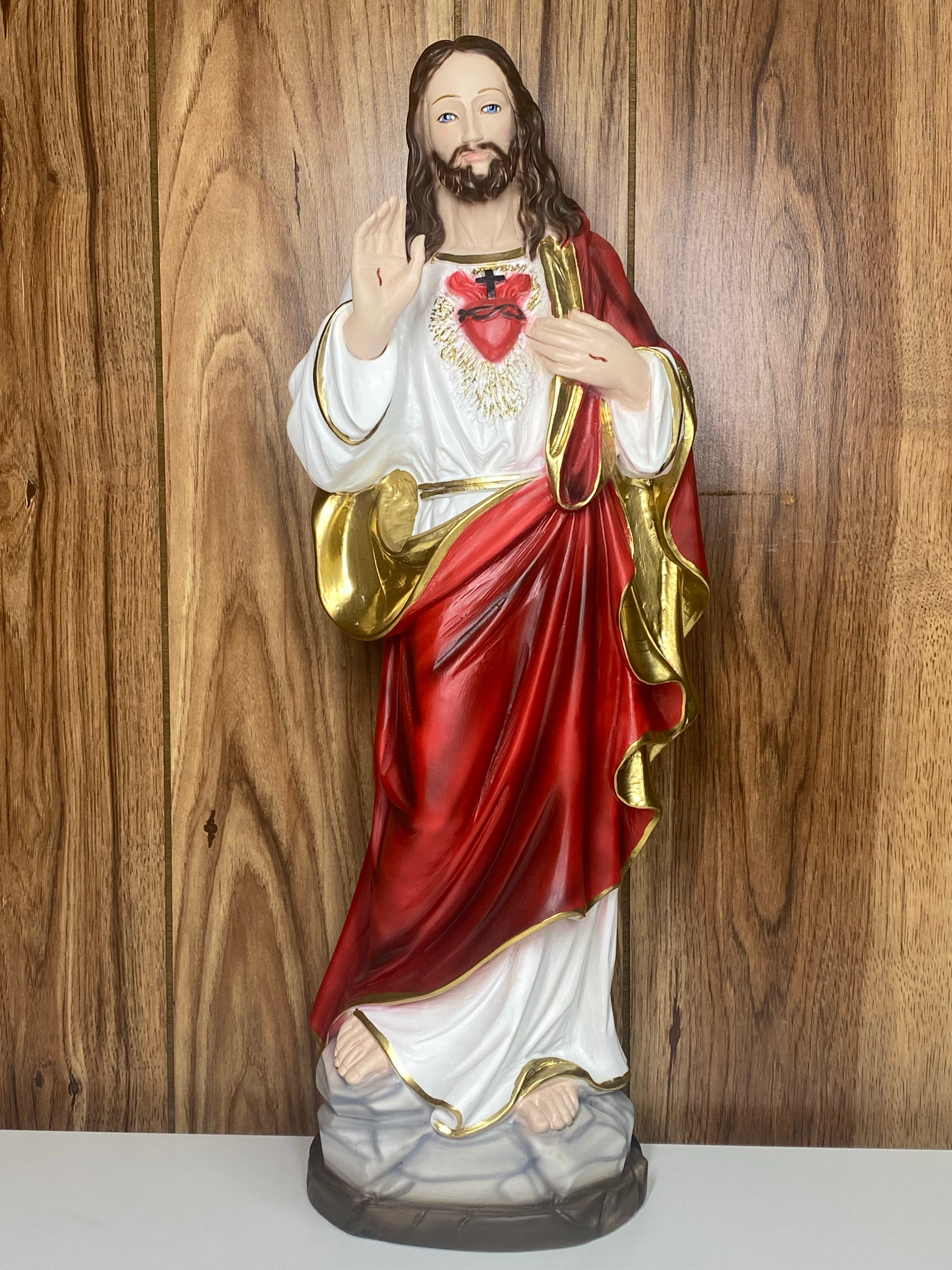 The Faith Gift Shop  Sacred Heart of Jesus Blessing statue- Hand Painted in Italy - Our Tuscany Collection -   Sagrado Corazón de Jesús Bendiciendo