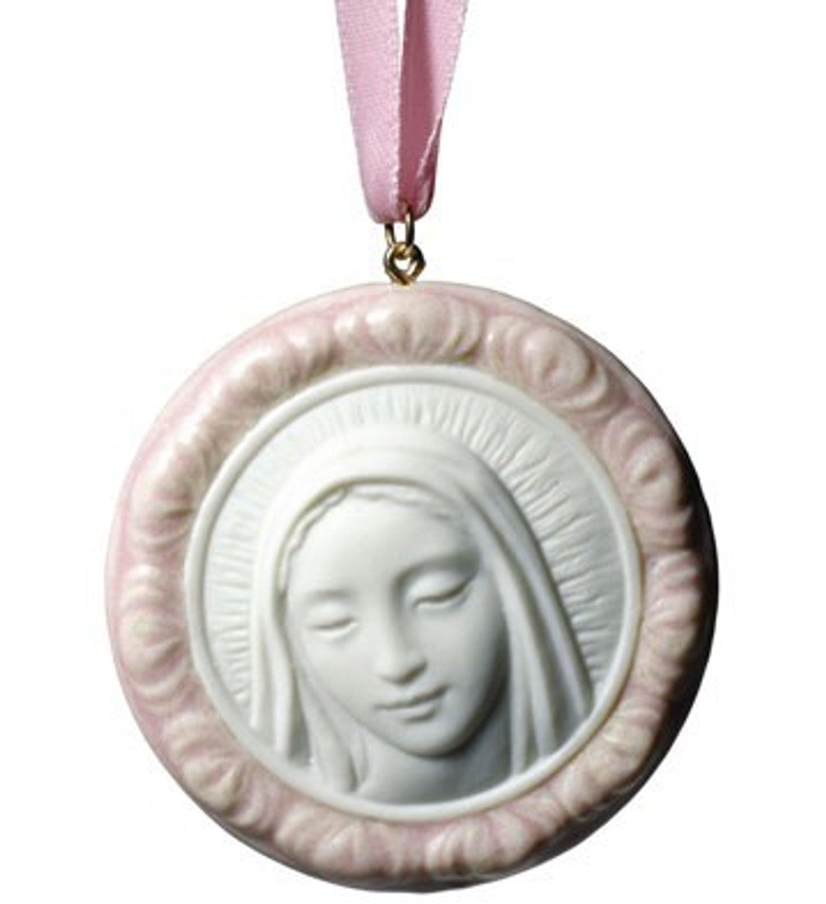NAO Protective Mary (Blue Medallion). Porcelain Pendant.