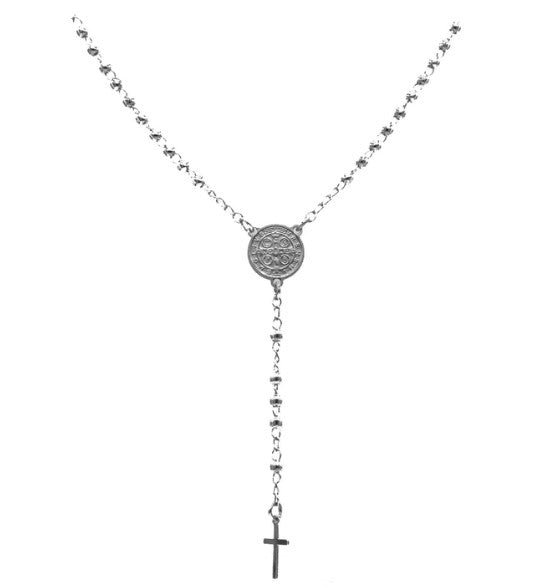 Rosary necklace  with Saint Benedict Medal