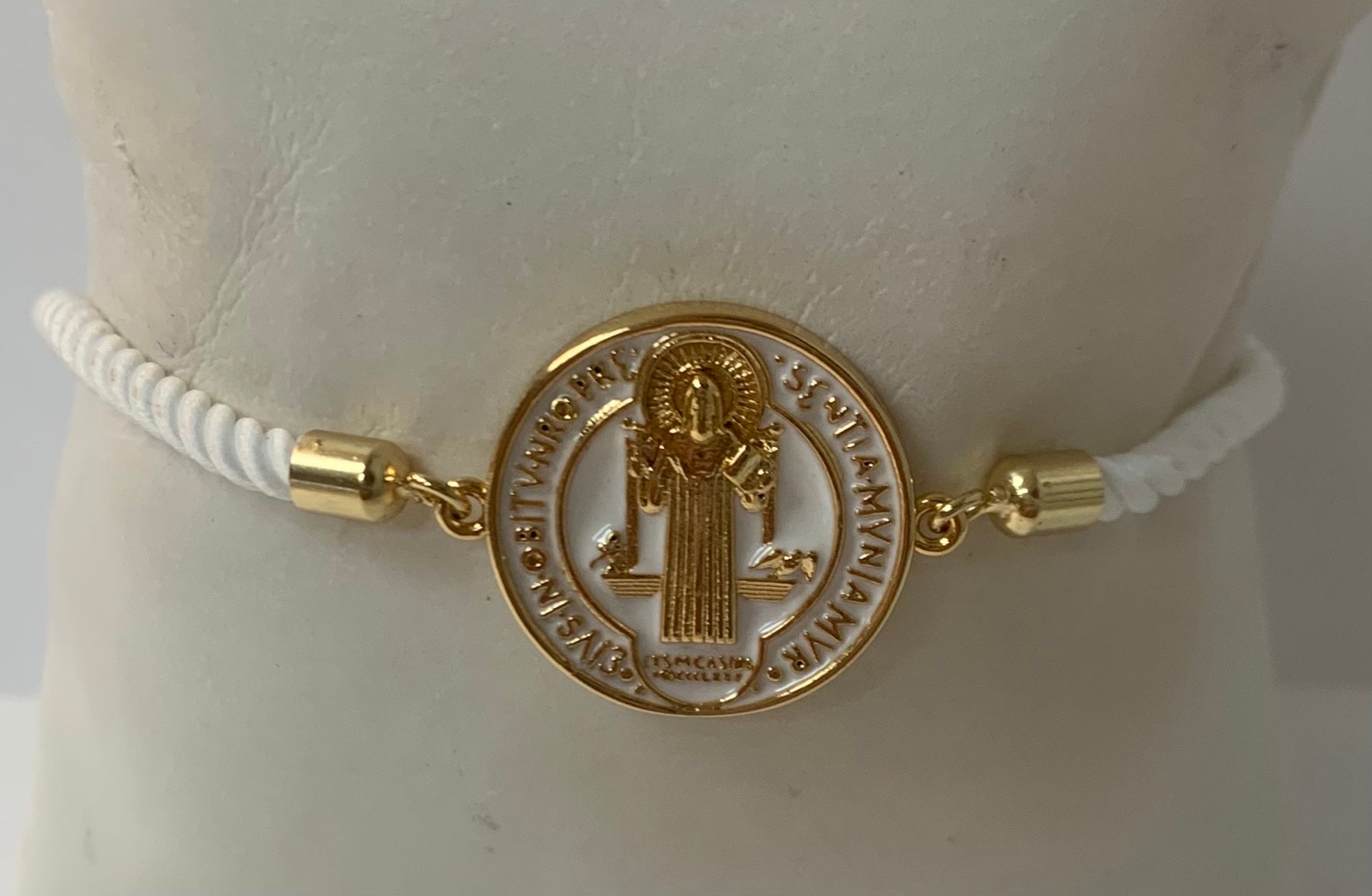 Cord bracelet with St Benedict medal
