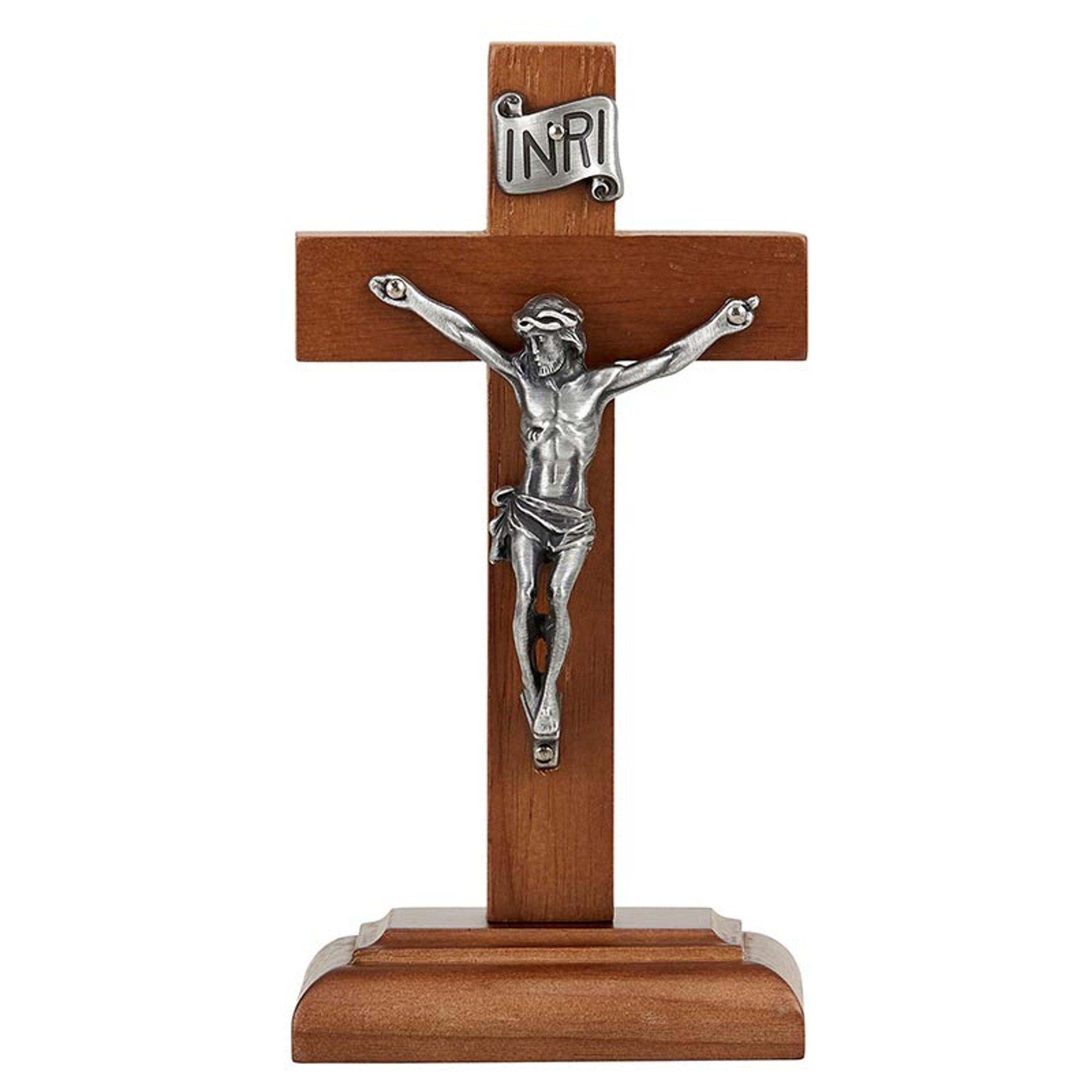 6" Standing Crucifix - Antique Pewter